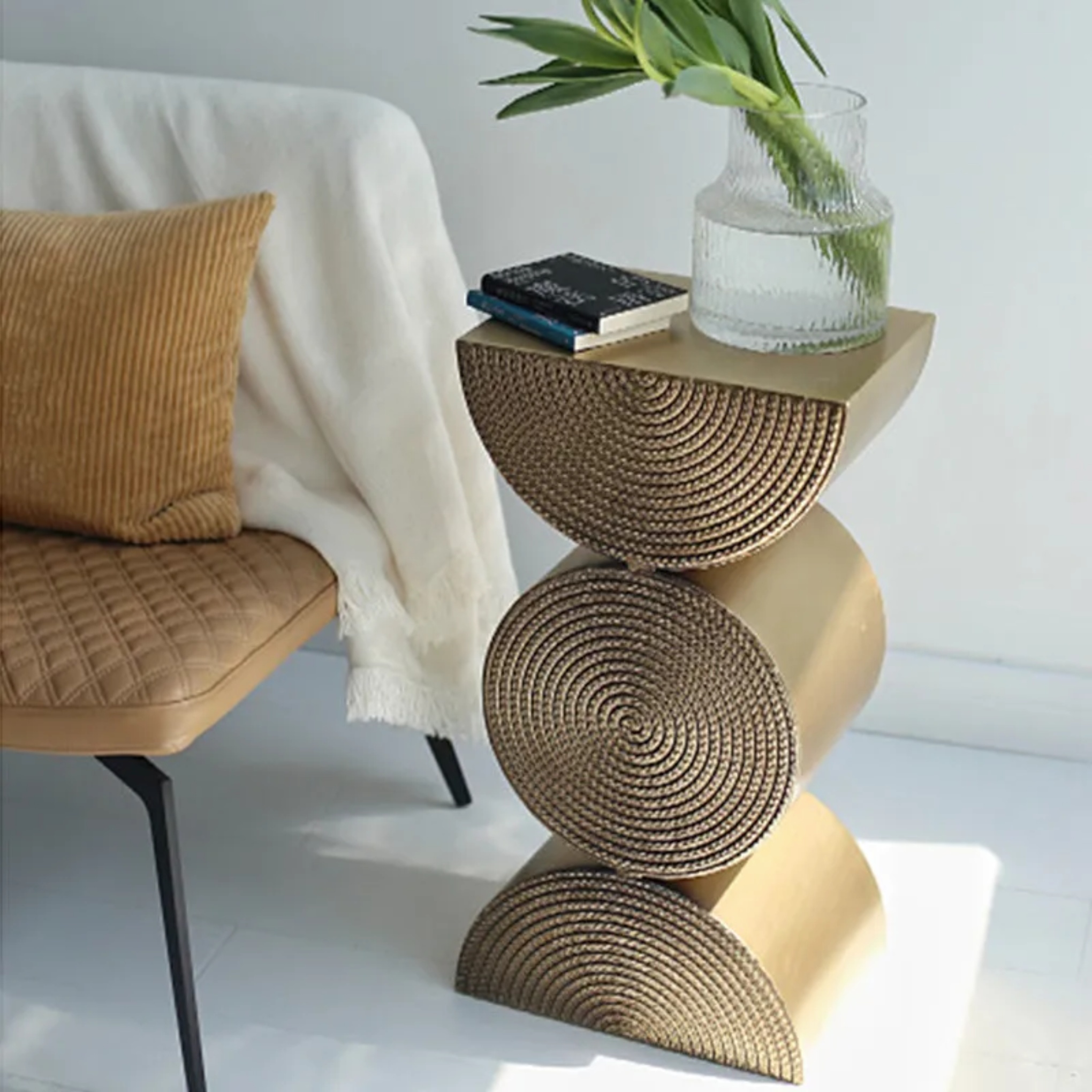 Rectangular iron glass linen end & side tables for hallway