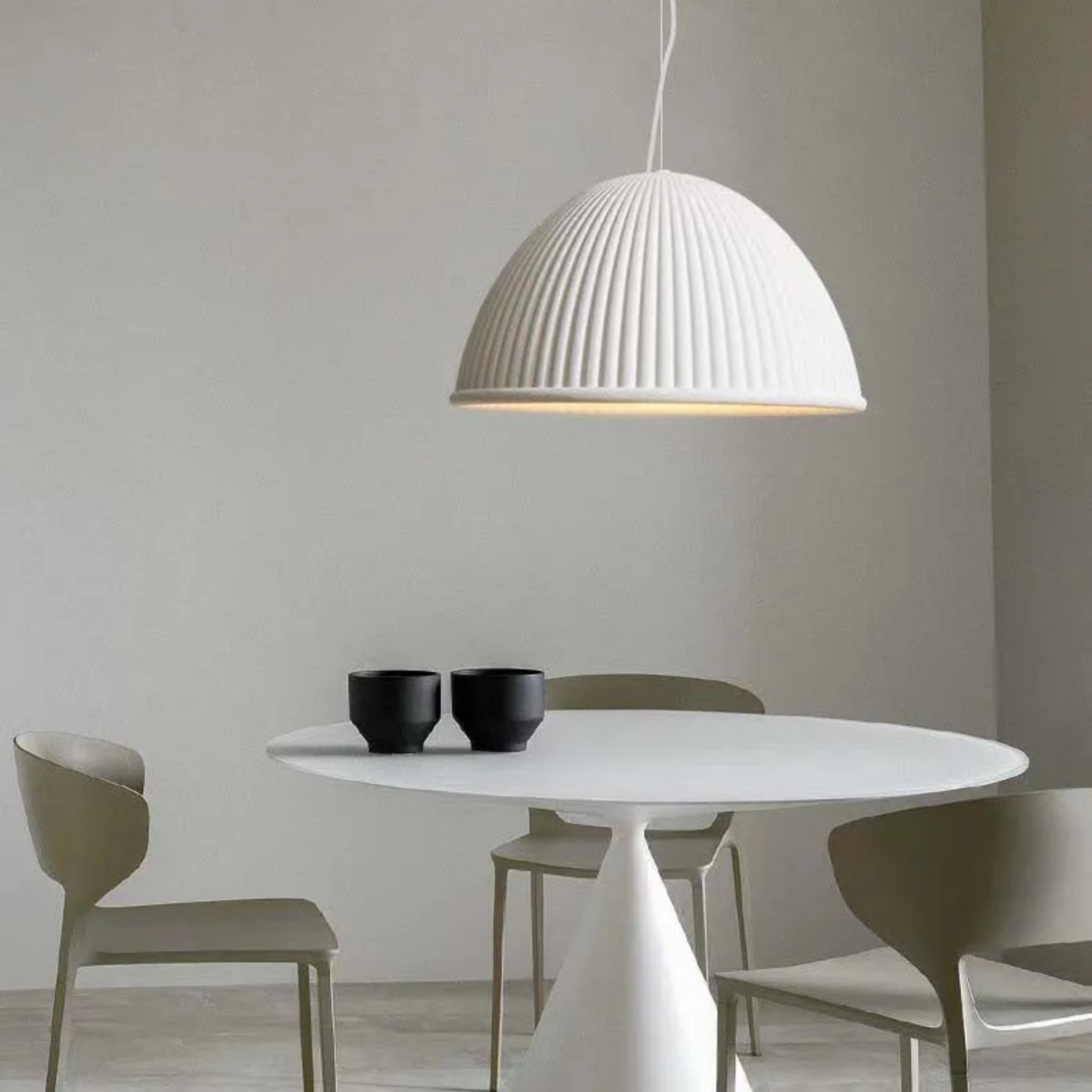 Nordic half stripe resin pendant lighting — Small (12"H / White / 110V-120V (US/CA)
