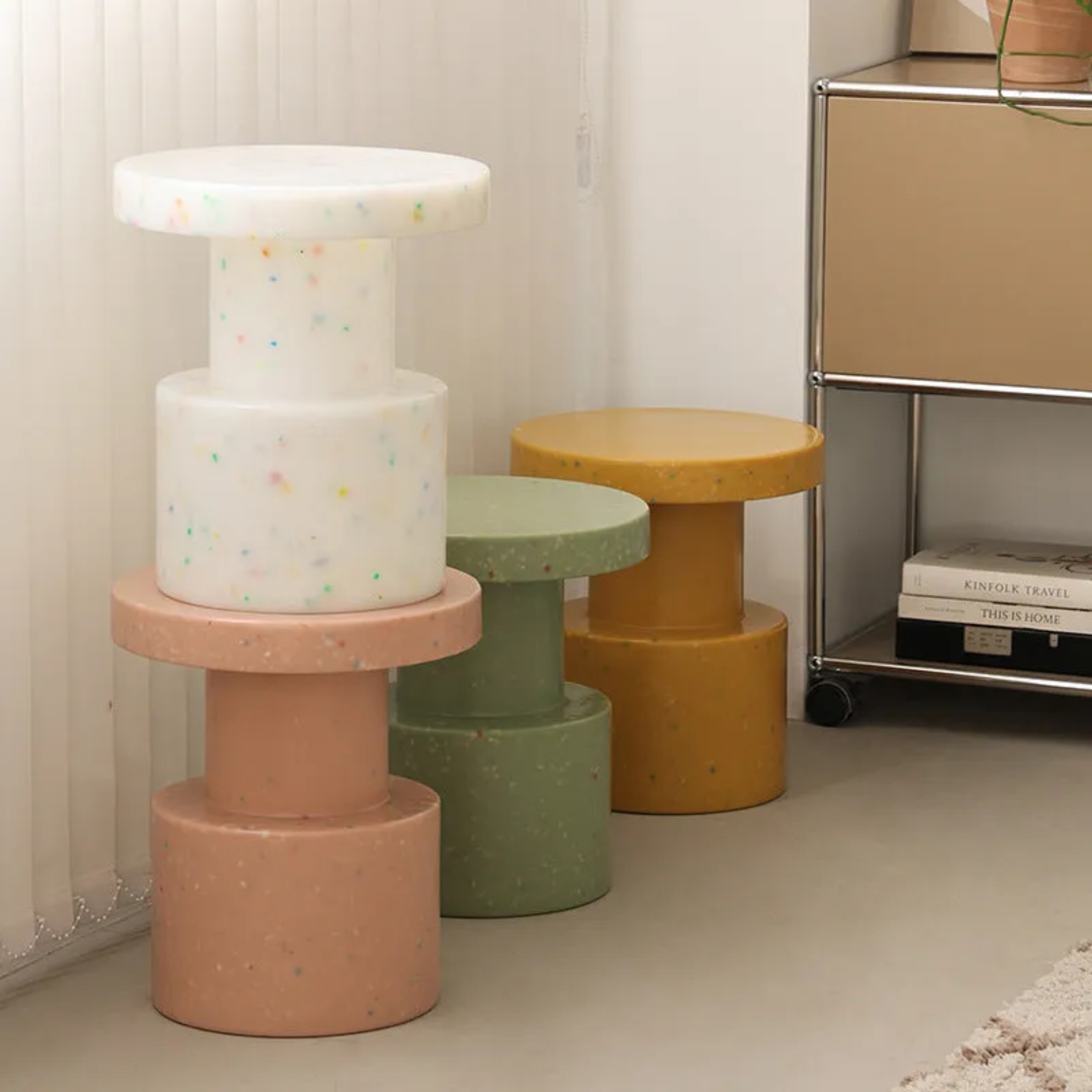 Yellow nordic round end & side tables
