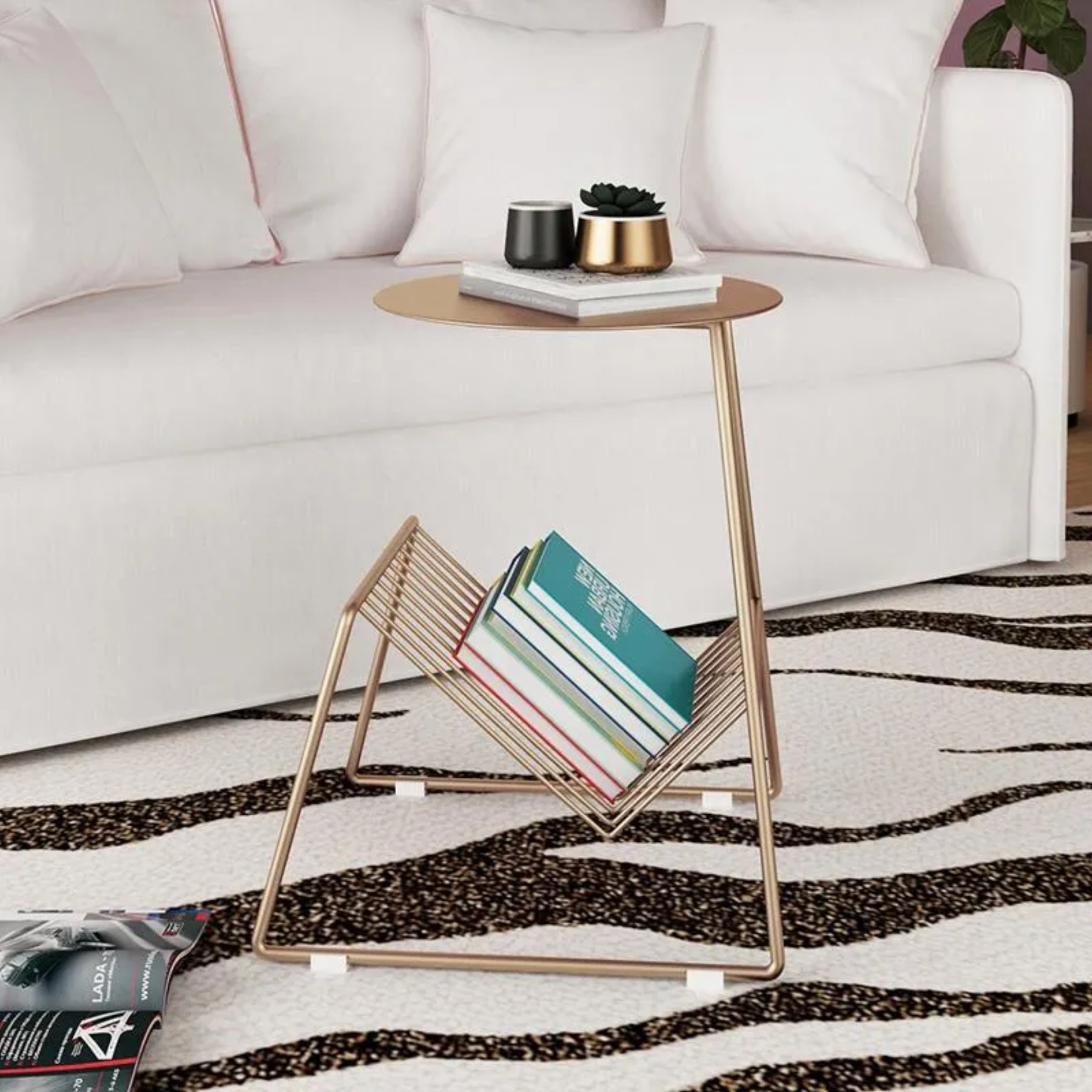Nordic d145x175 round black coffee tables — 17.5" H x 14.5" Dia x 14.57" L / Gold