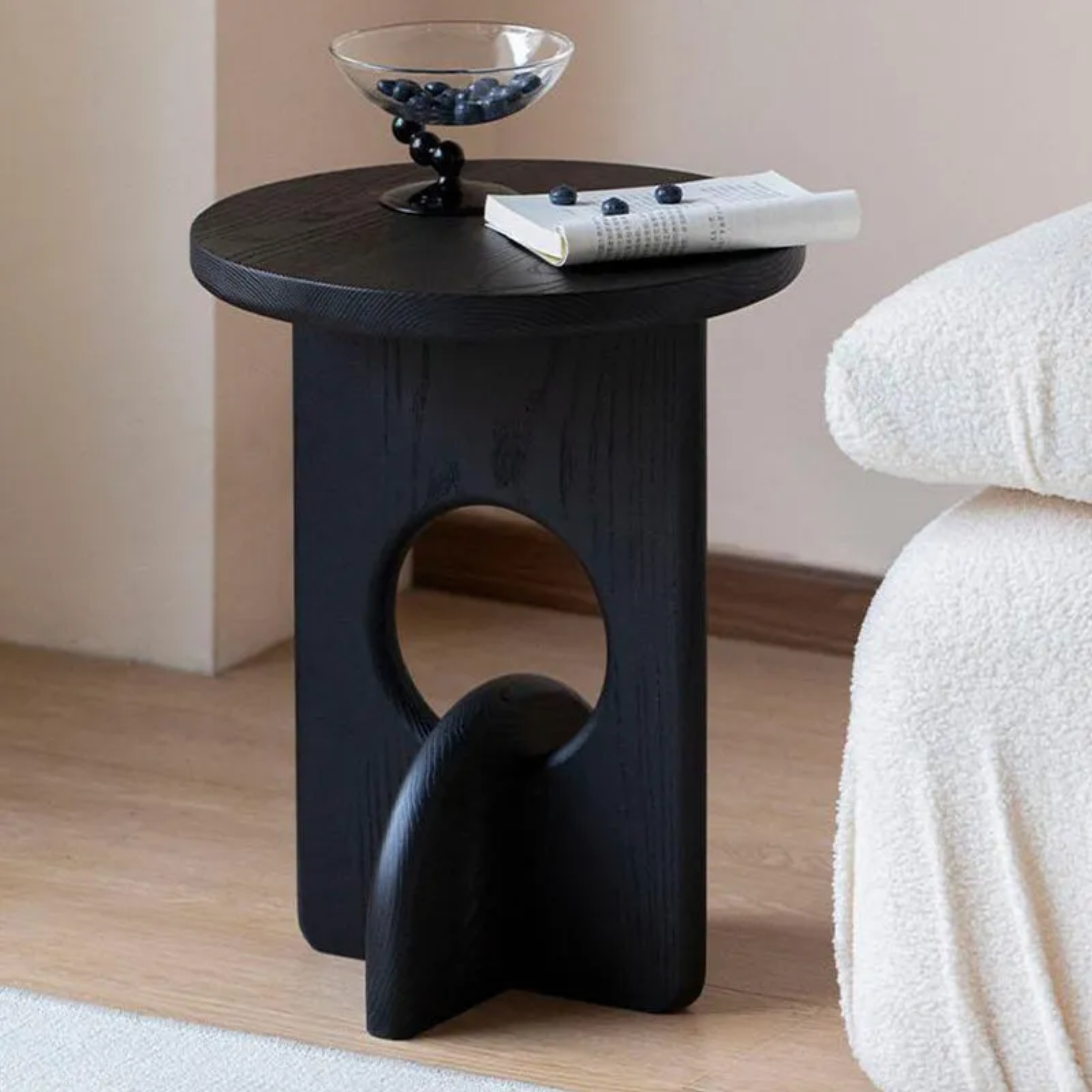 Nordic round solid wood end & side tables, Lighom