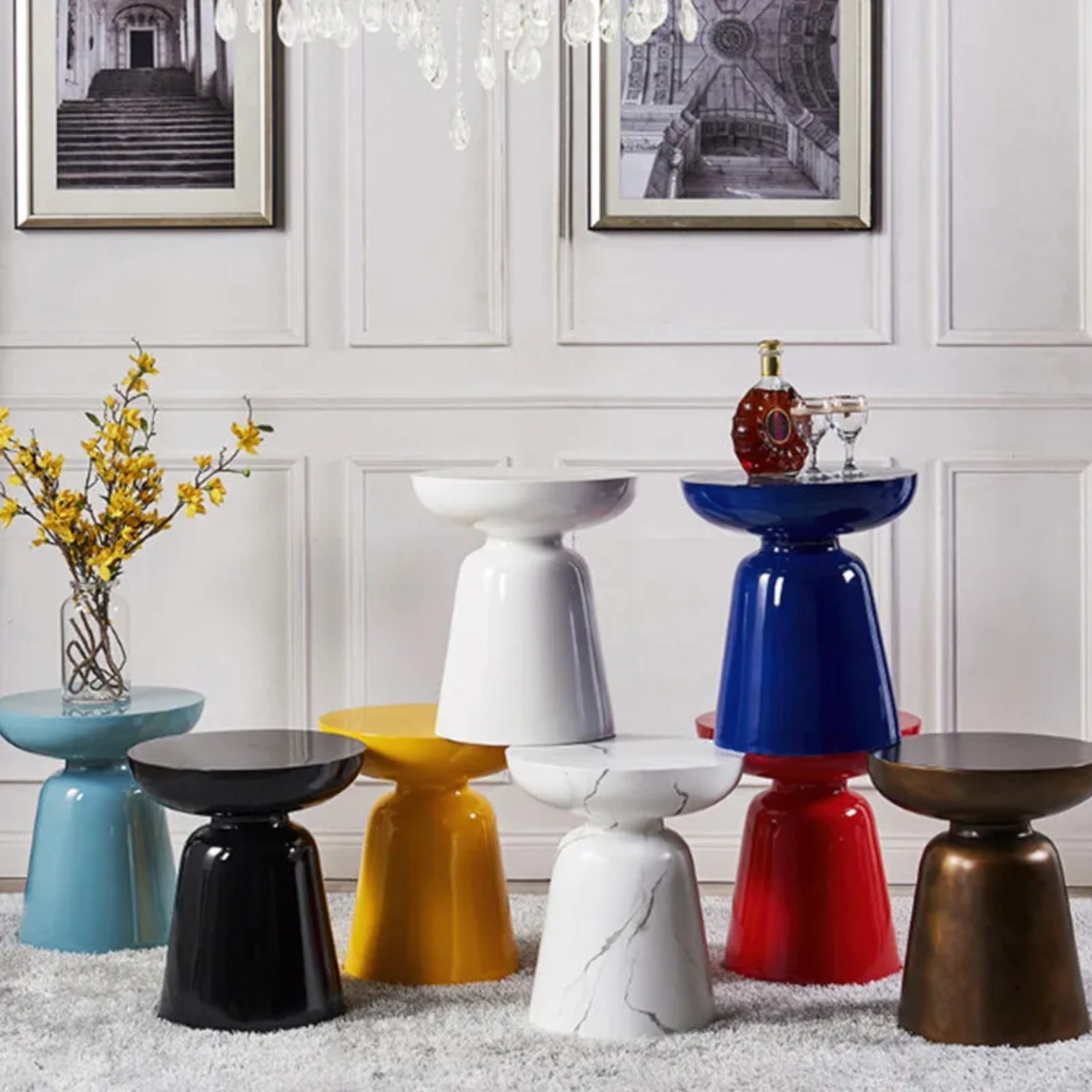 Nordic end stackable white end & side tables
