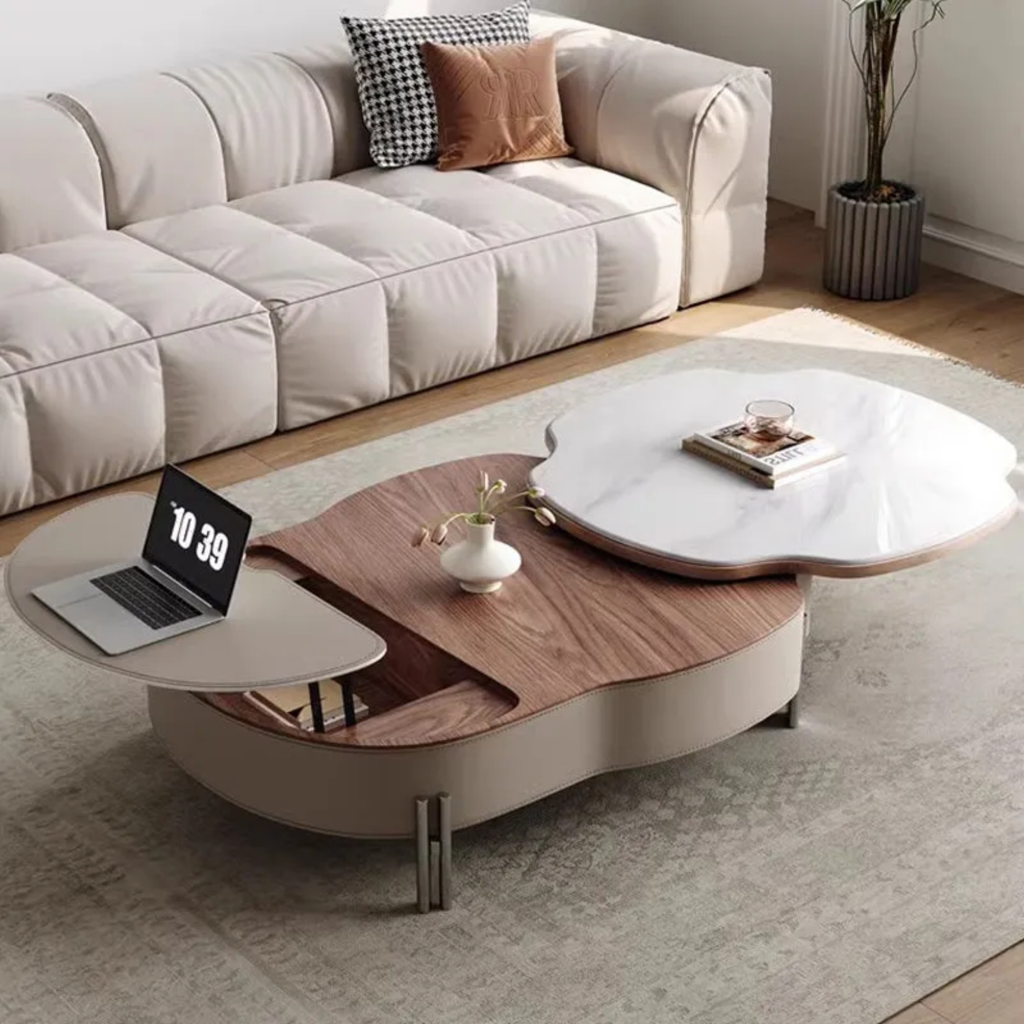 Lighom nordic saddle cloud gray coffee tables