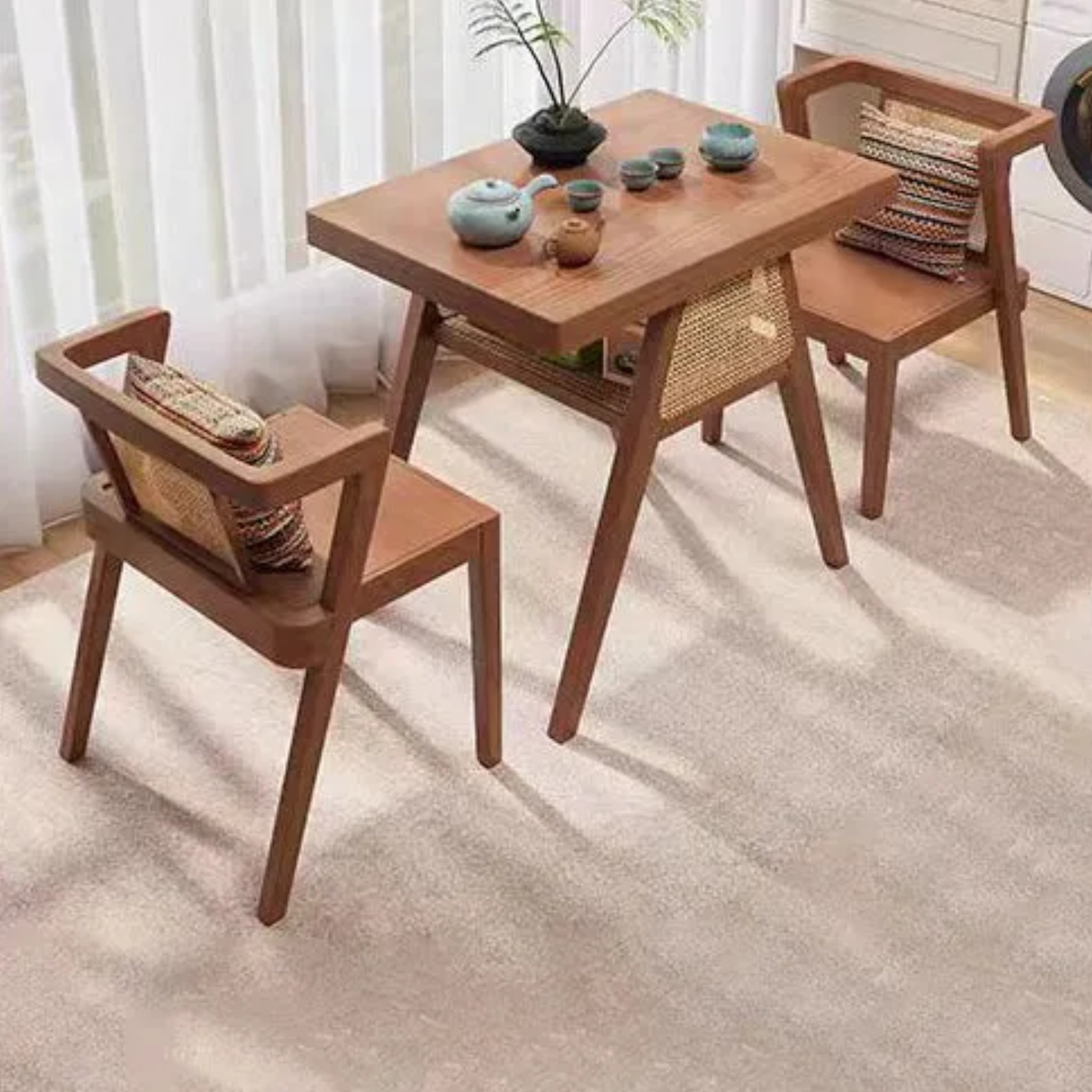 Walnut wood solid 1-shelf coffee tables - nordic