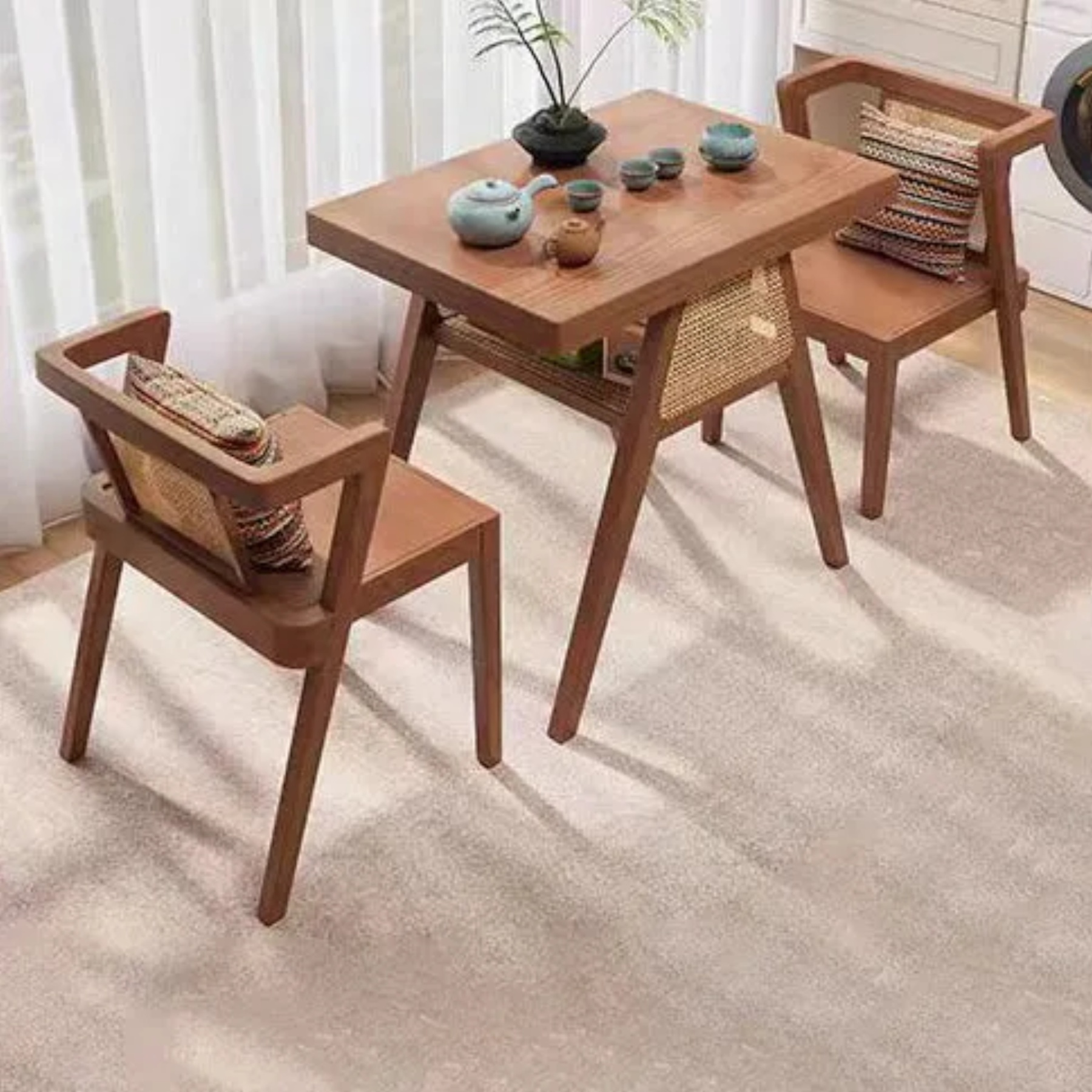 1-shelf solid wood coffee tables for living room — Walnut