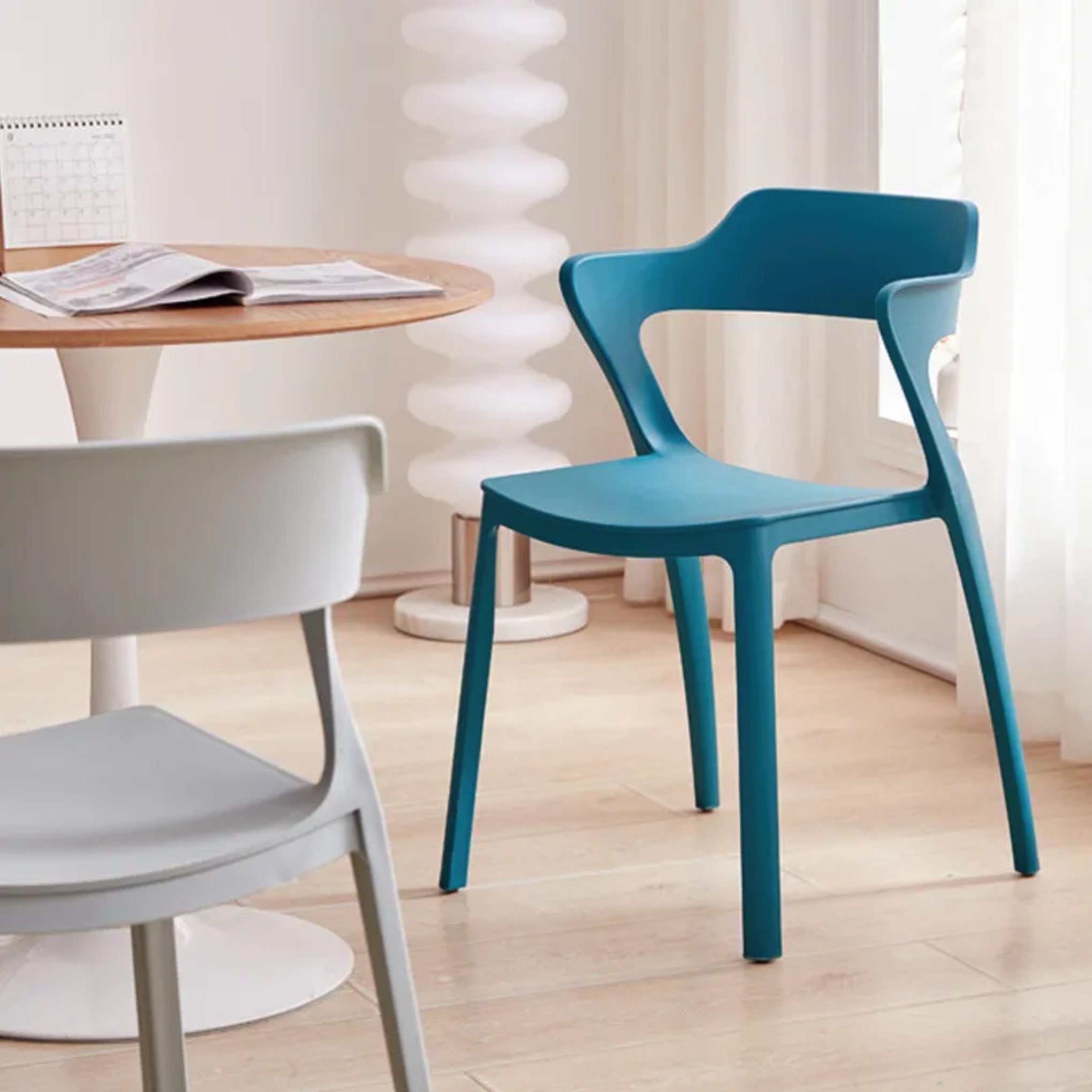 Gray wood stackable colorful dining chairs & benches - nordic — Design A / Khaki