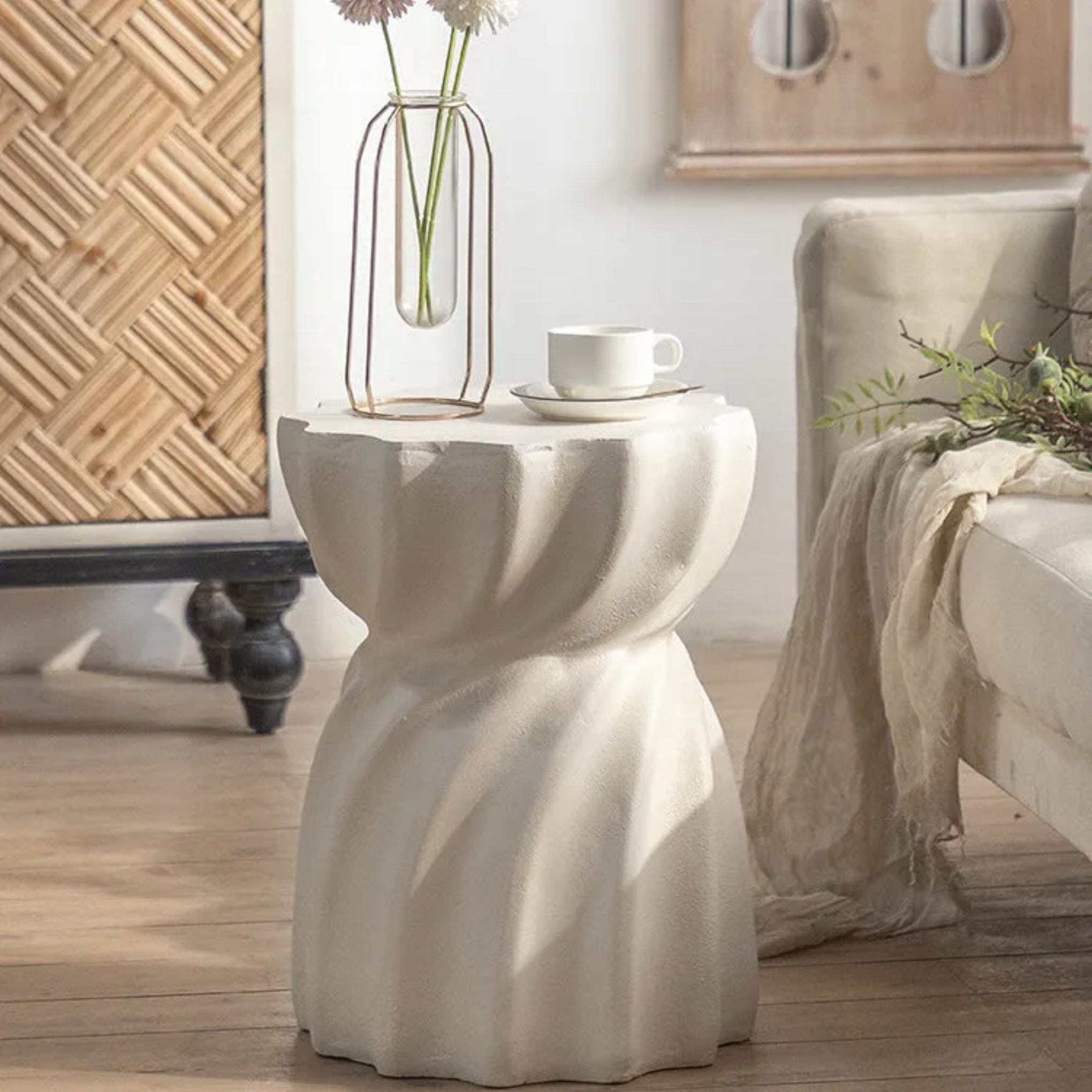 Nordic cylinder magnesium wood end & side tables