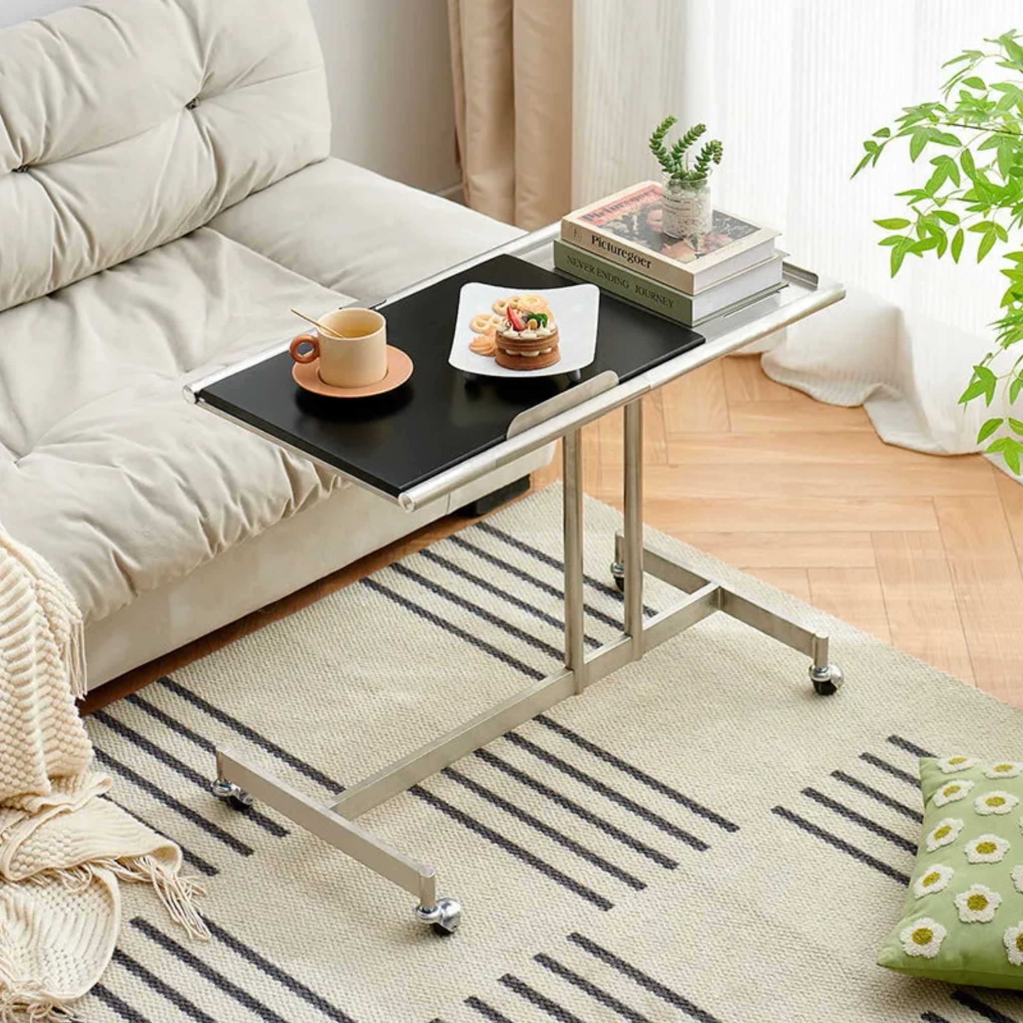 Nordic 1-tier rectangular black end & side tables in iron
