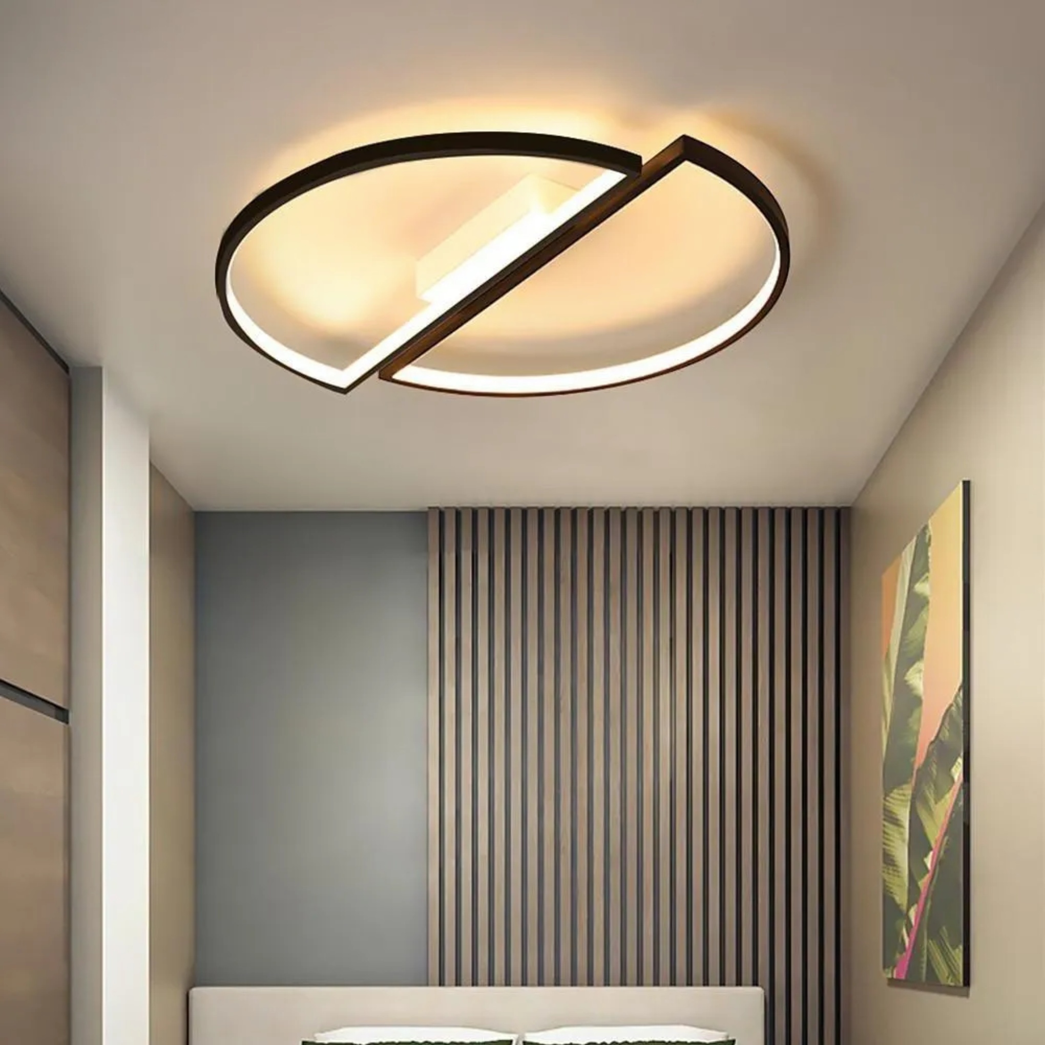 White modern semi-circle flush mount lighting — Warm White (3000K)