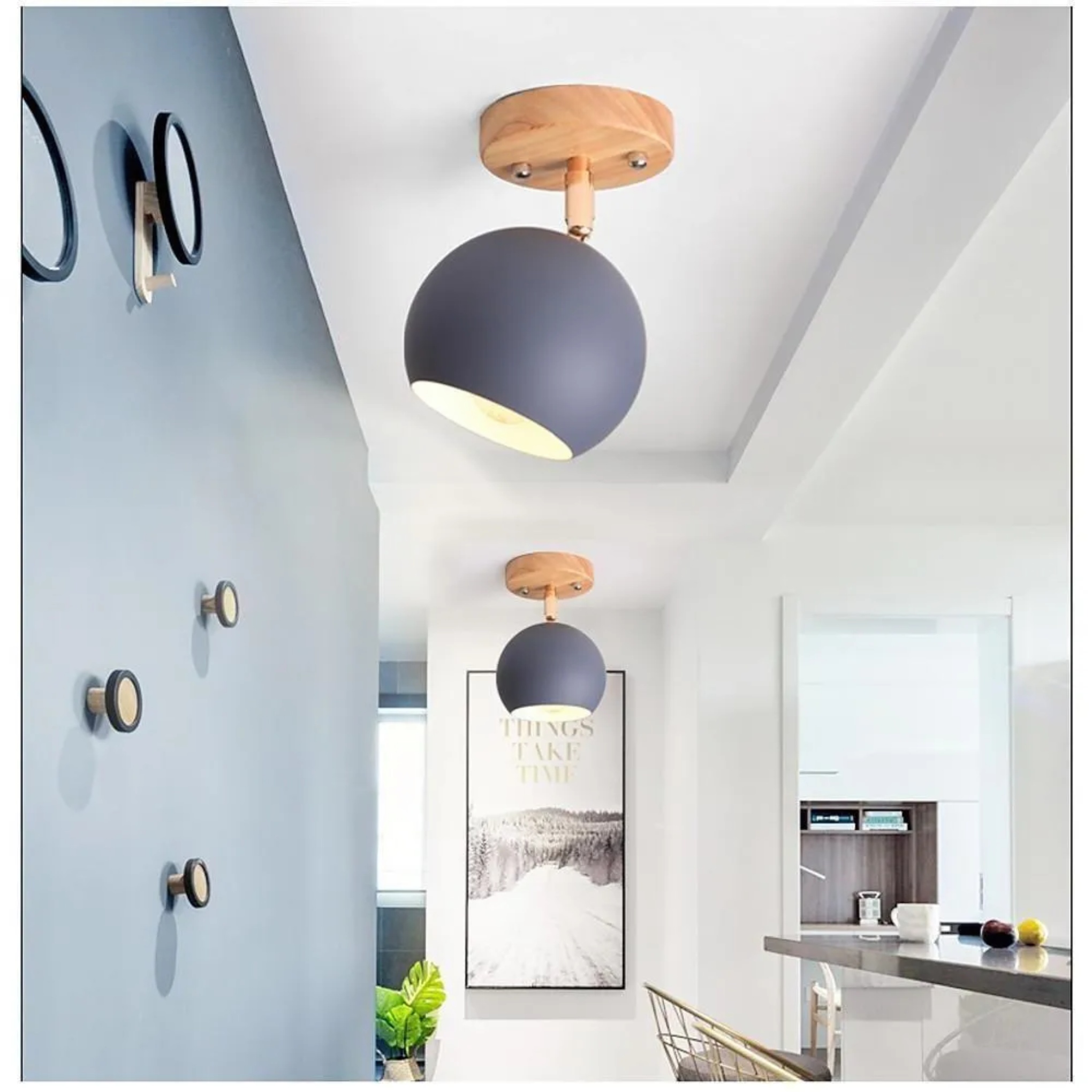 Black metal rust semicircular semi-flush mount light - rustic — Warm White (3000K) / White