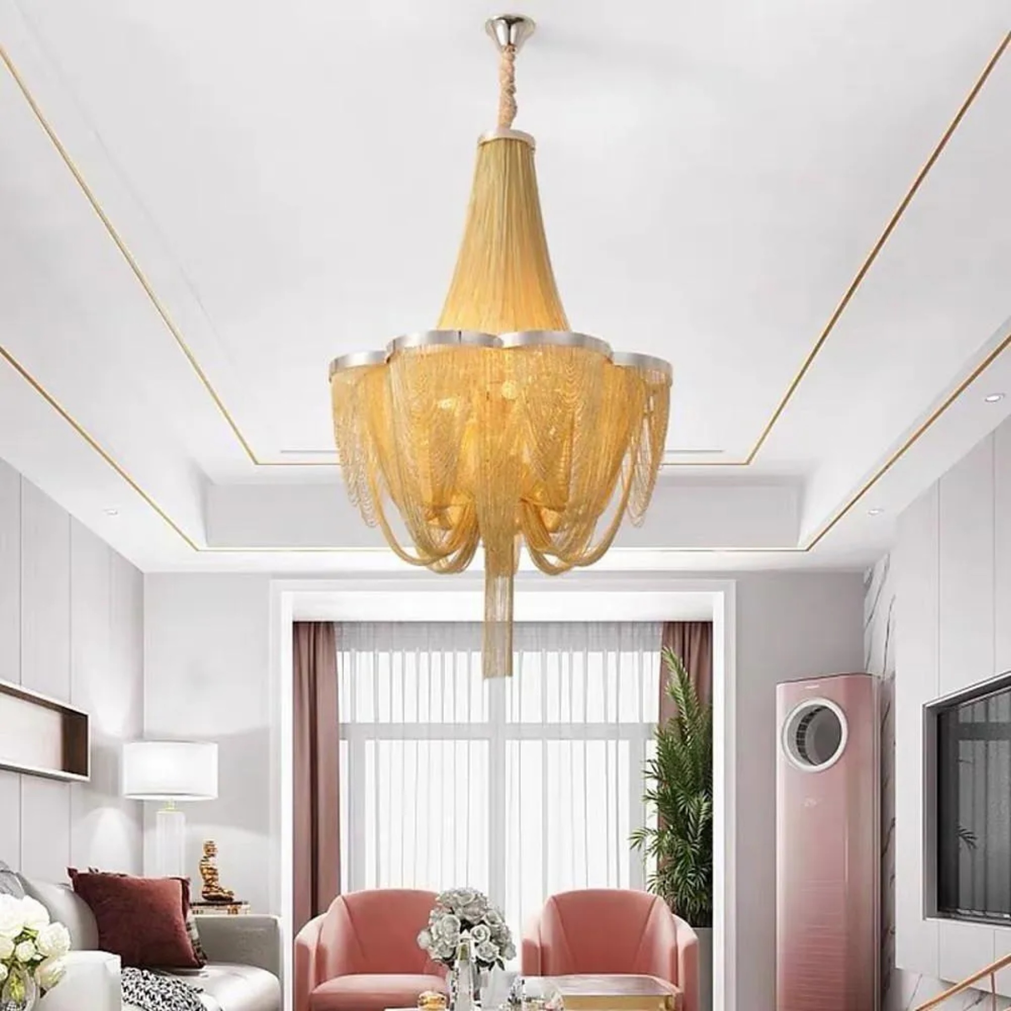 Modern 6-light gray chandeliers — Brushed Gold