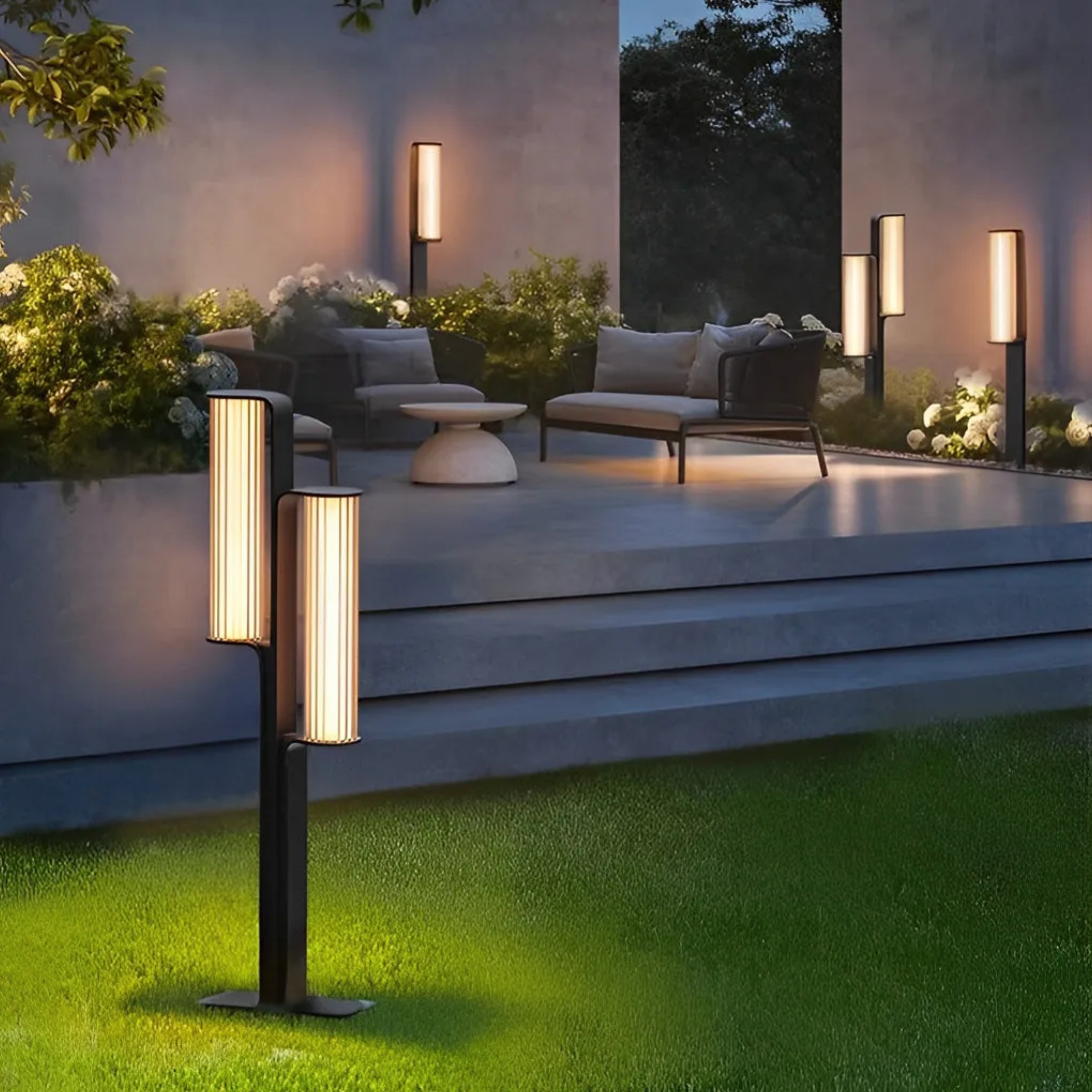 Lighom modern simple lawn black landscape lighting in synthetic — 1-Light