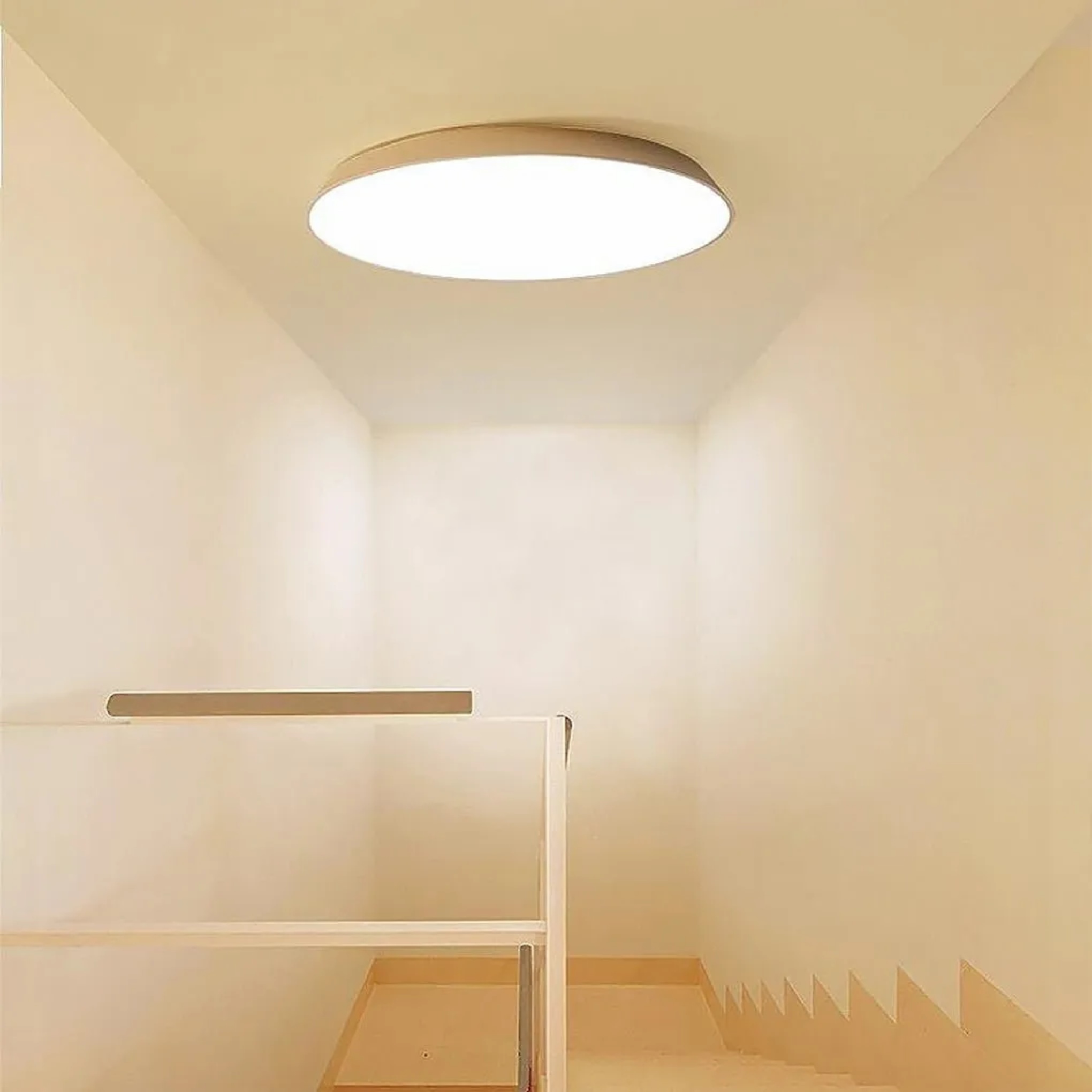 Simple bowl white iron flush mount lighting — 17" Diameter / Cool White (6000K)