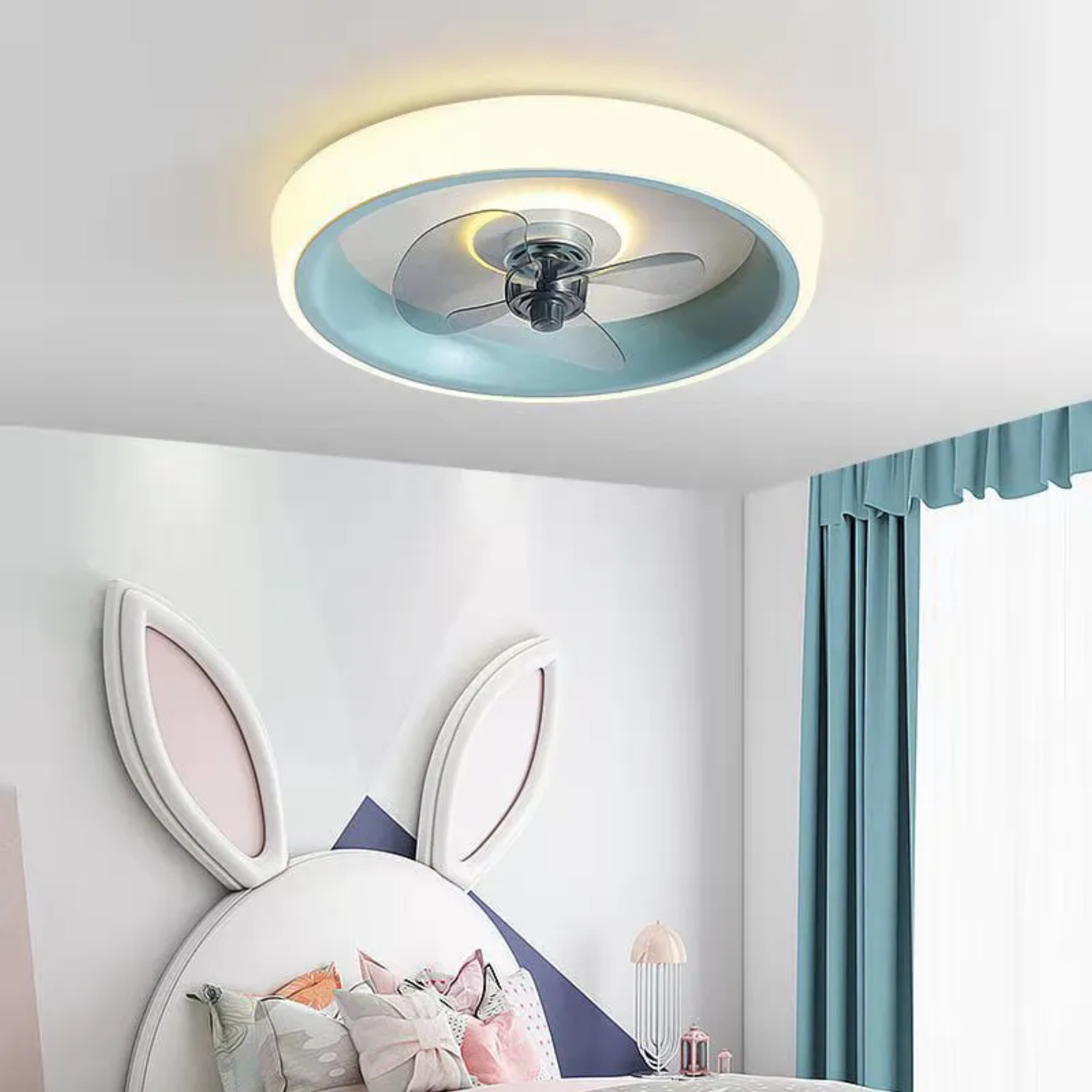 Lighom modern lightweight simple blue ceiling fans in acrylic — Remote Control