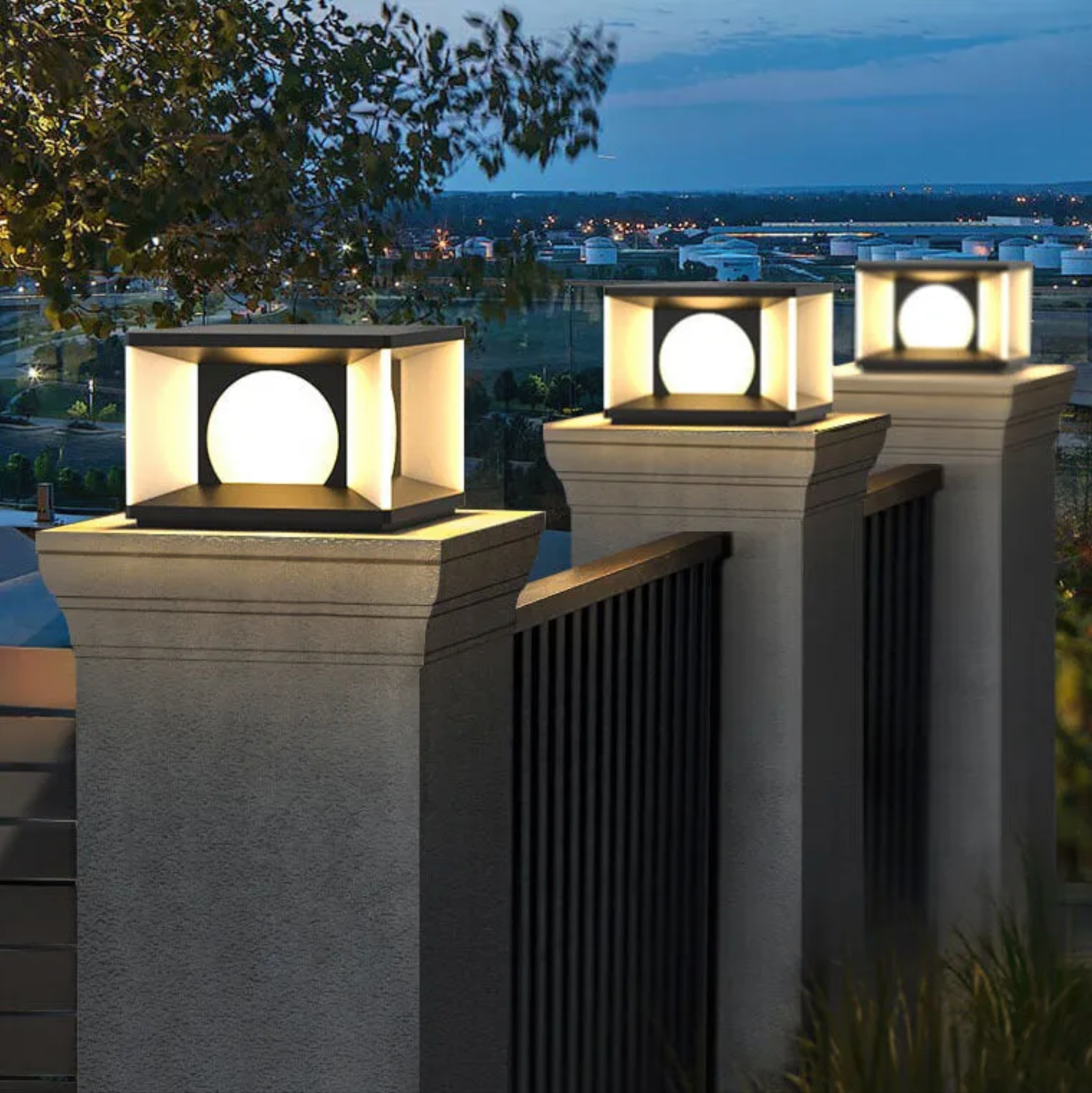 Modern simple square black steel landscape lighting, Lighom — 11.81" L x 8.27" W / 110V-120V (US/CA)