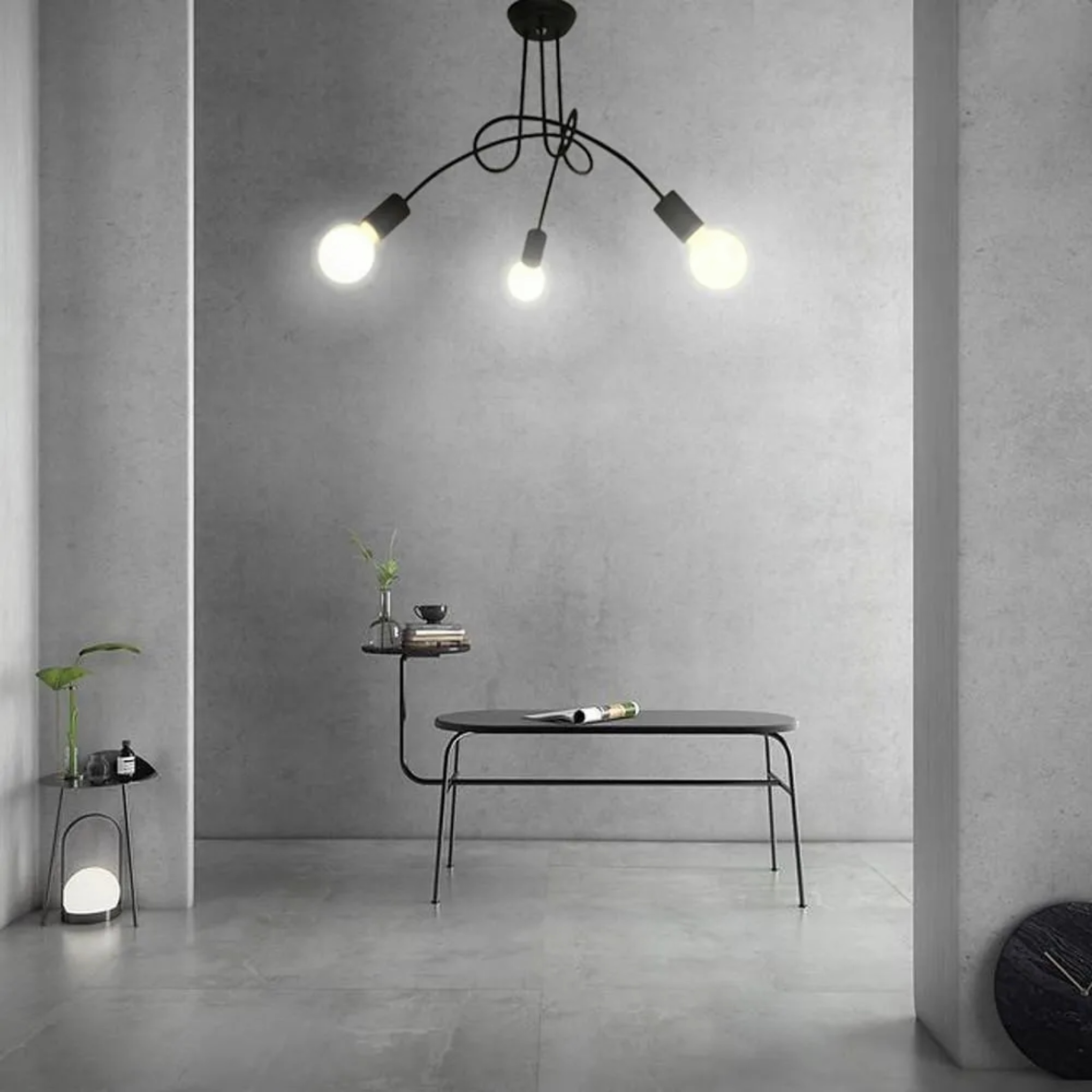 Modern simplistic painted white metal chandeliers, Lighom