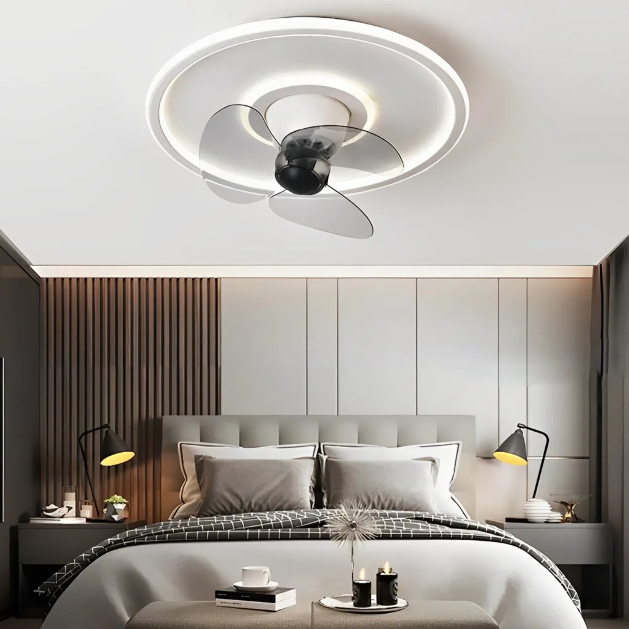 White modern 360 silent ceiling fans