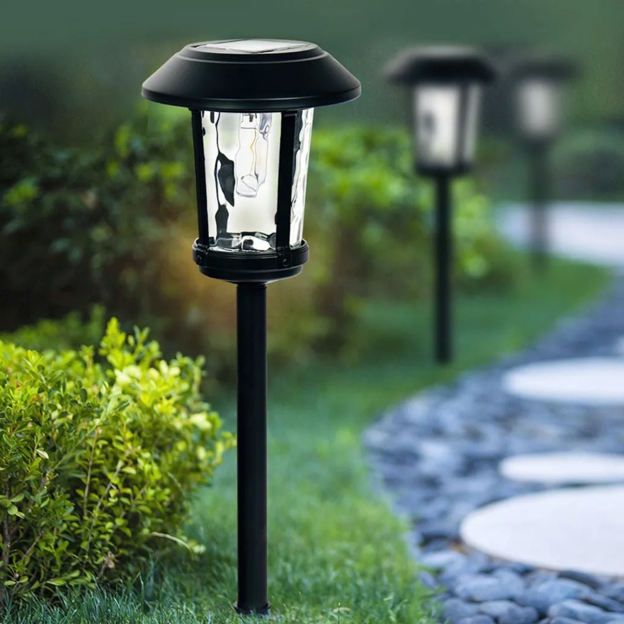 Lighom industrial 00b black landscape lighting in synthetic metal glass