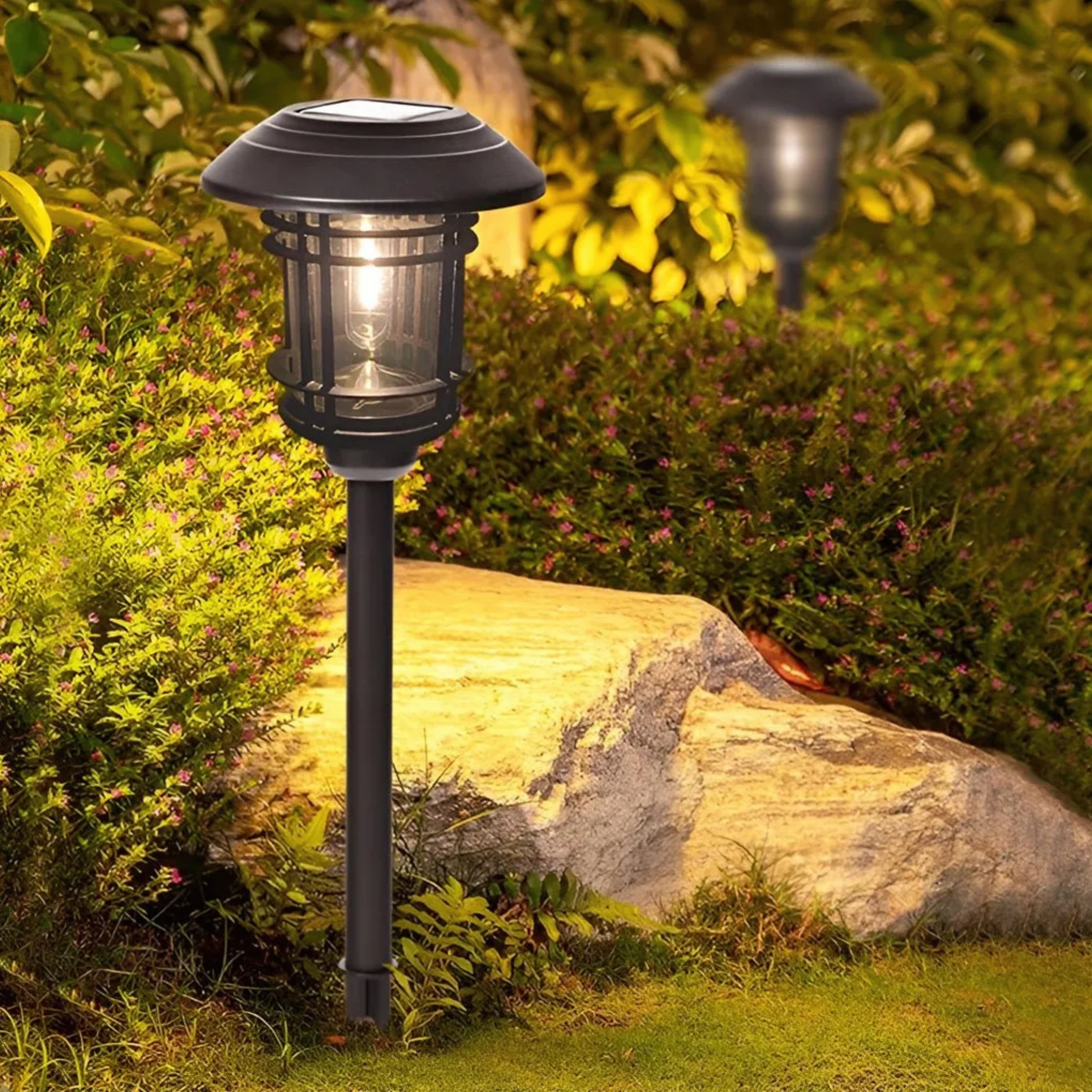 Synthetic metal glass landscape lighting in yellow