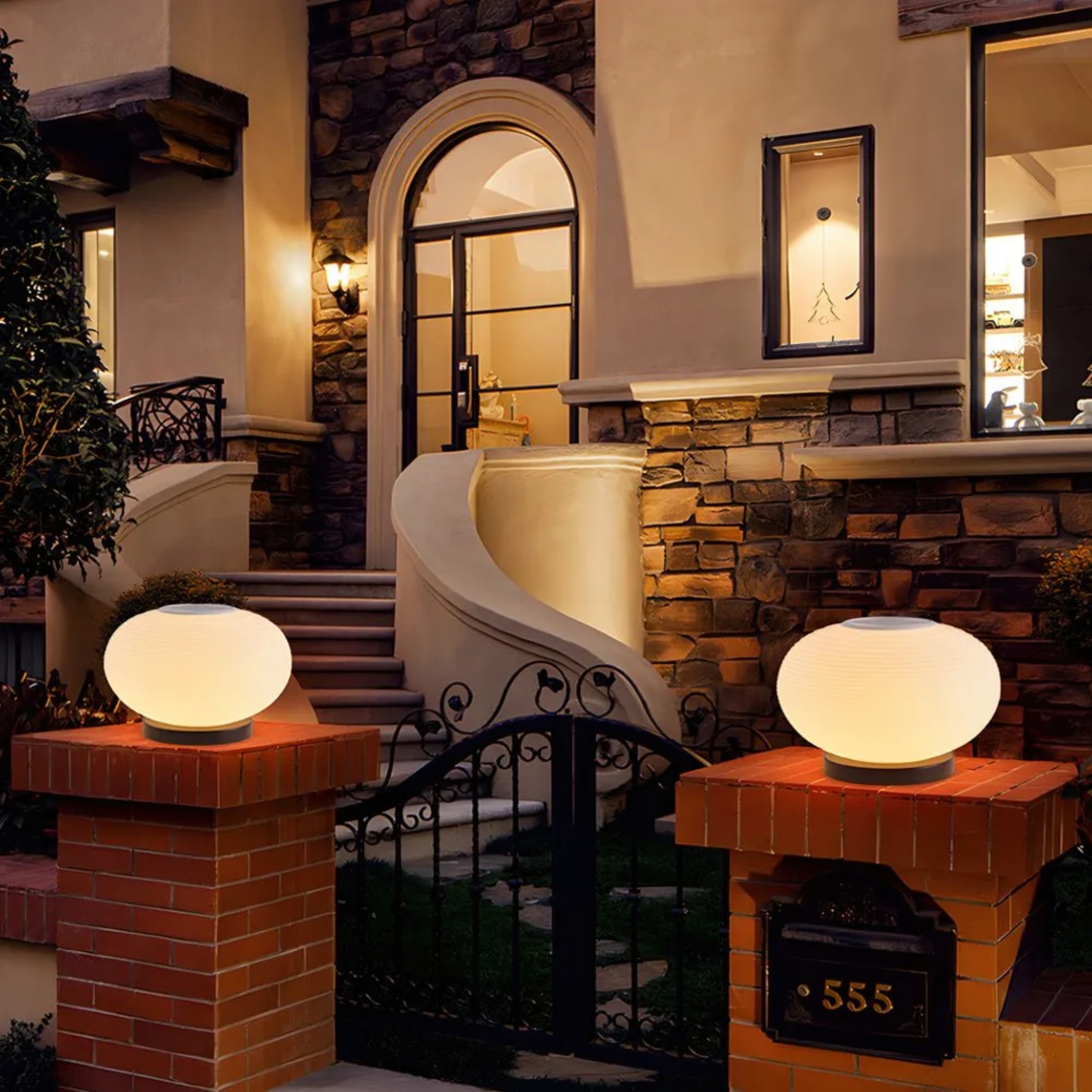 Modern spiral temperatures white outdoor post lights, Lighom — 13.4" Diameter