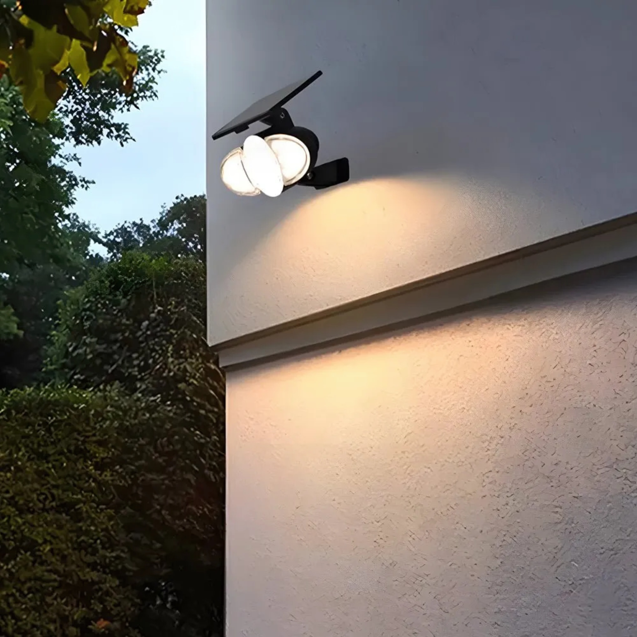 Modern security three-head black synthetic outdoor wall lighting — Warm White (3000K)