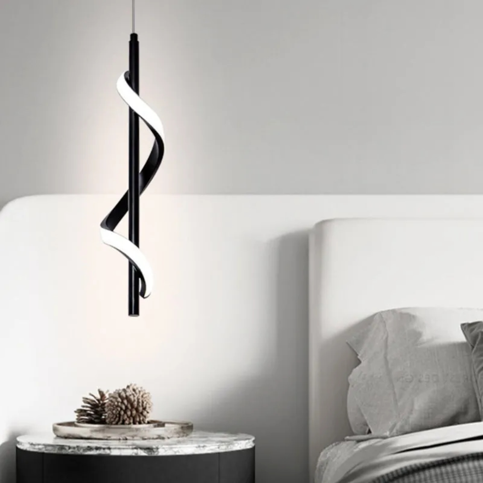 Black synthetic strips 3-step pendant lighting - modern — Pendant Lamp
