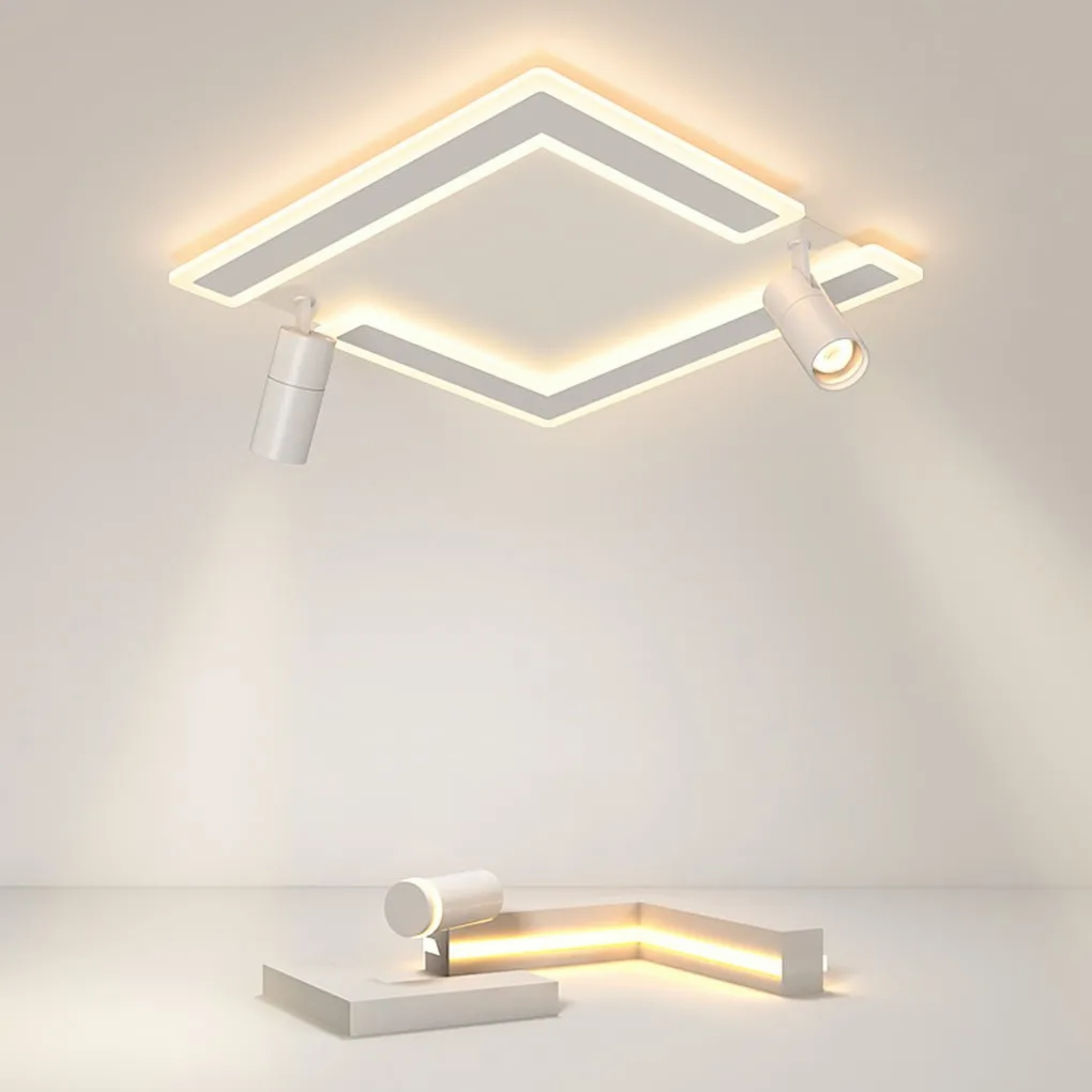 Modern square white directional & spot lights in synthetic — Cool White (6000K)