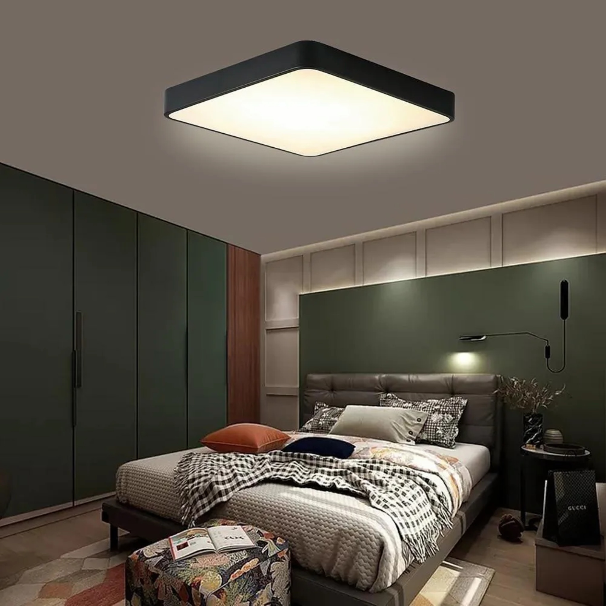 Lighom square metal flush mount lighting for hallway — Yellow / Warm White (3000K)