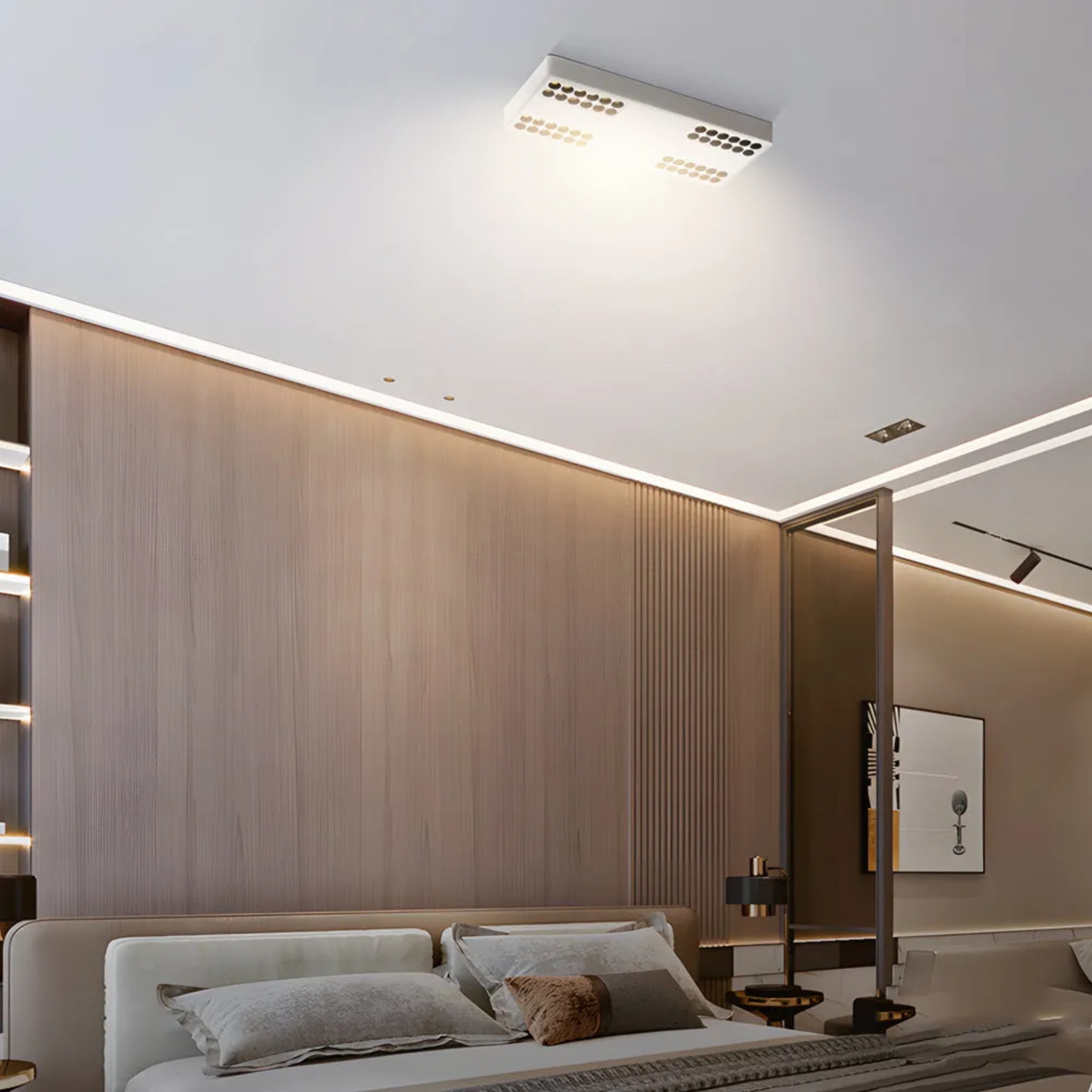 Lighom modern rectangle square aluminum flush mount lighting — 16.9" L / Warm White (3000K)