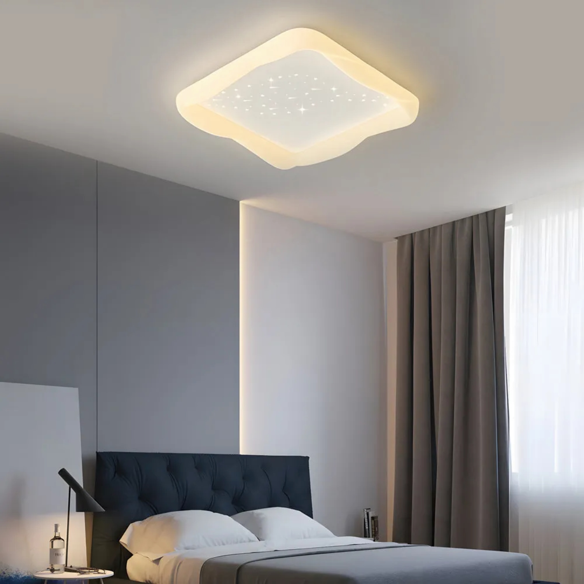 Lighom star milky metal flush mount lighting for bedroom — 15.7" L x 15.7" W