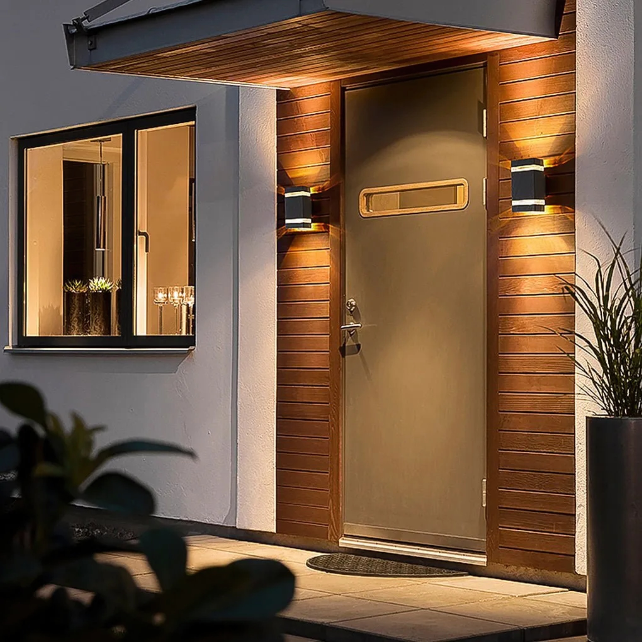 Modern down square outdoor wall lighting in aluminum — 1-Light