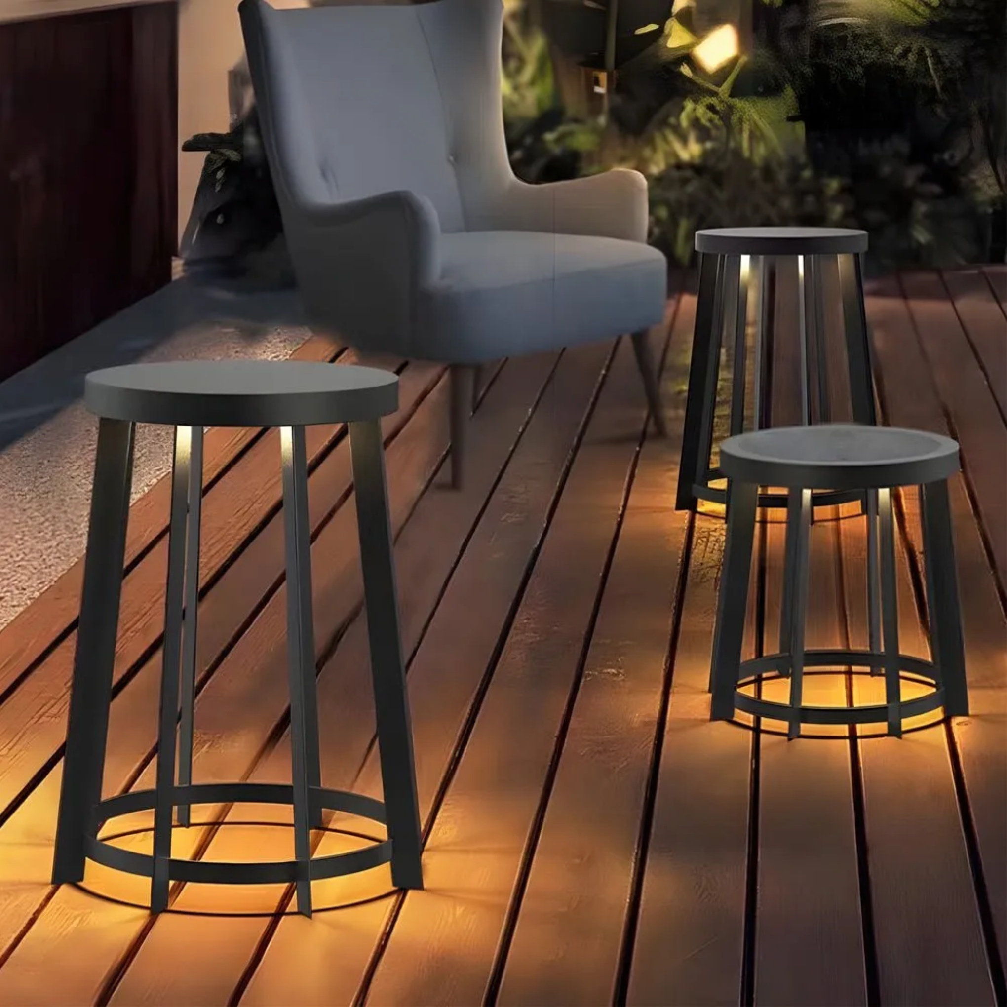 Modern stainless dual-purpose black steel landscape lighting — 13" H x 11.4" Dia / Hardwired