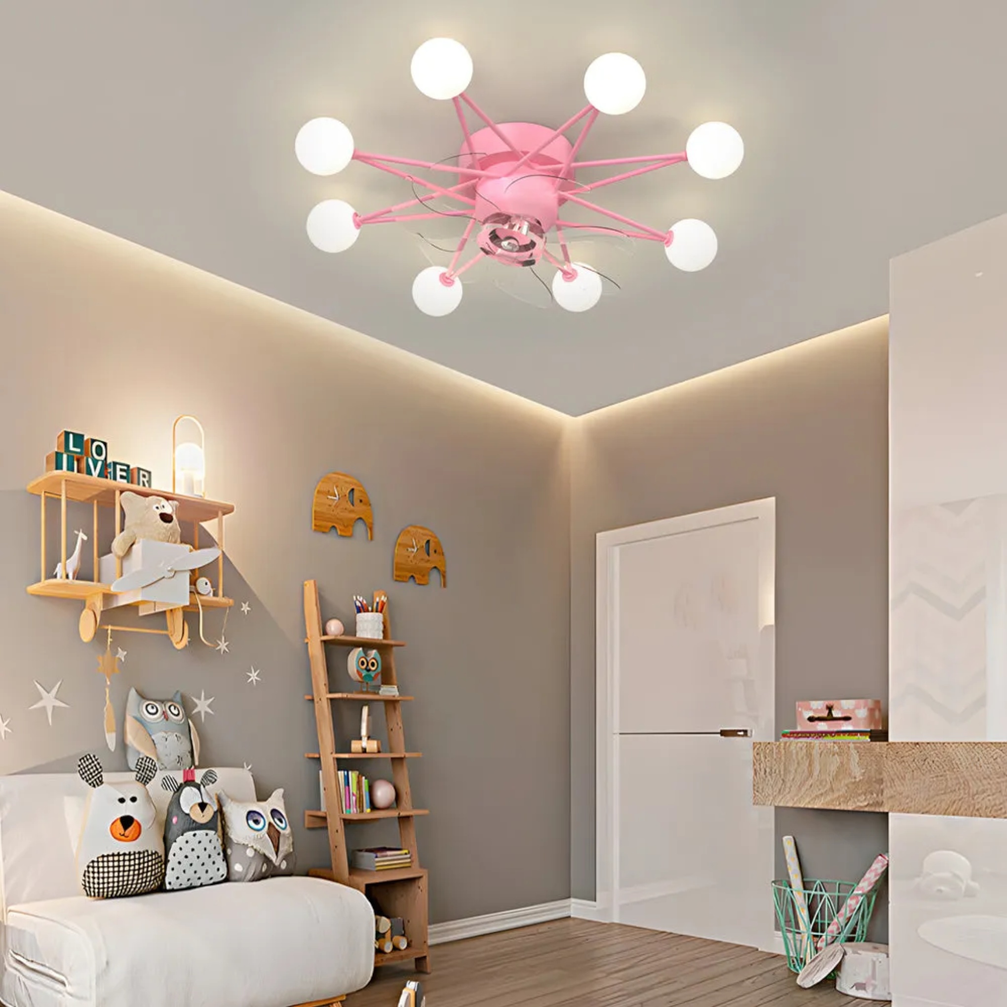 Modern ball home ceiling fans in synthetic — Starry / Matte Black