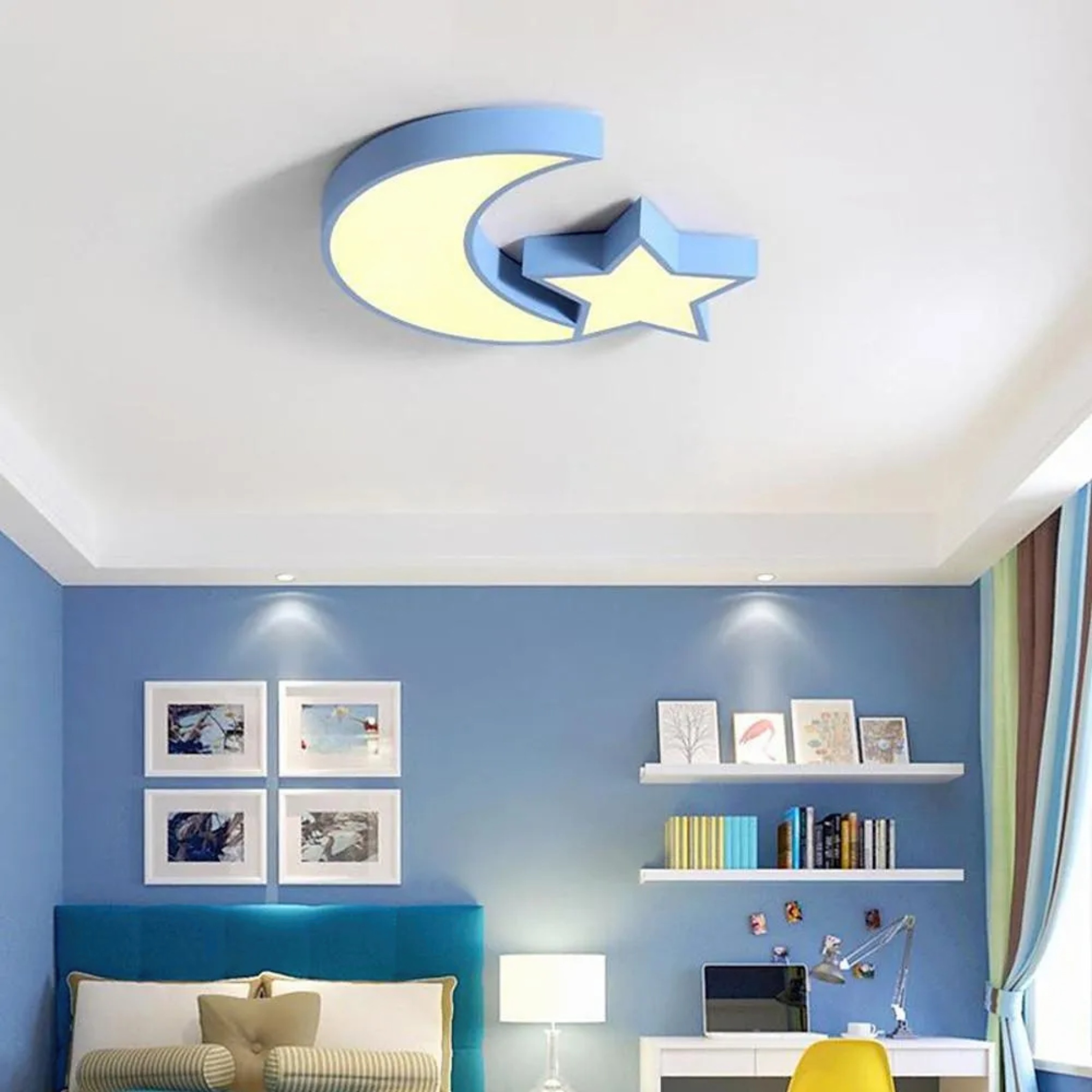 Moon star white synthetic flush mount lighting, Lighom — Warm White (3000K) / Yellow