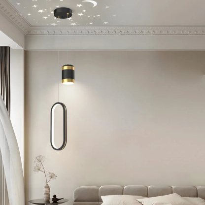 Modern projection ring black pendant lighting — Round / Matte Black