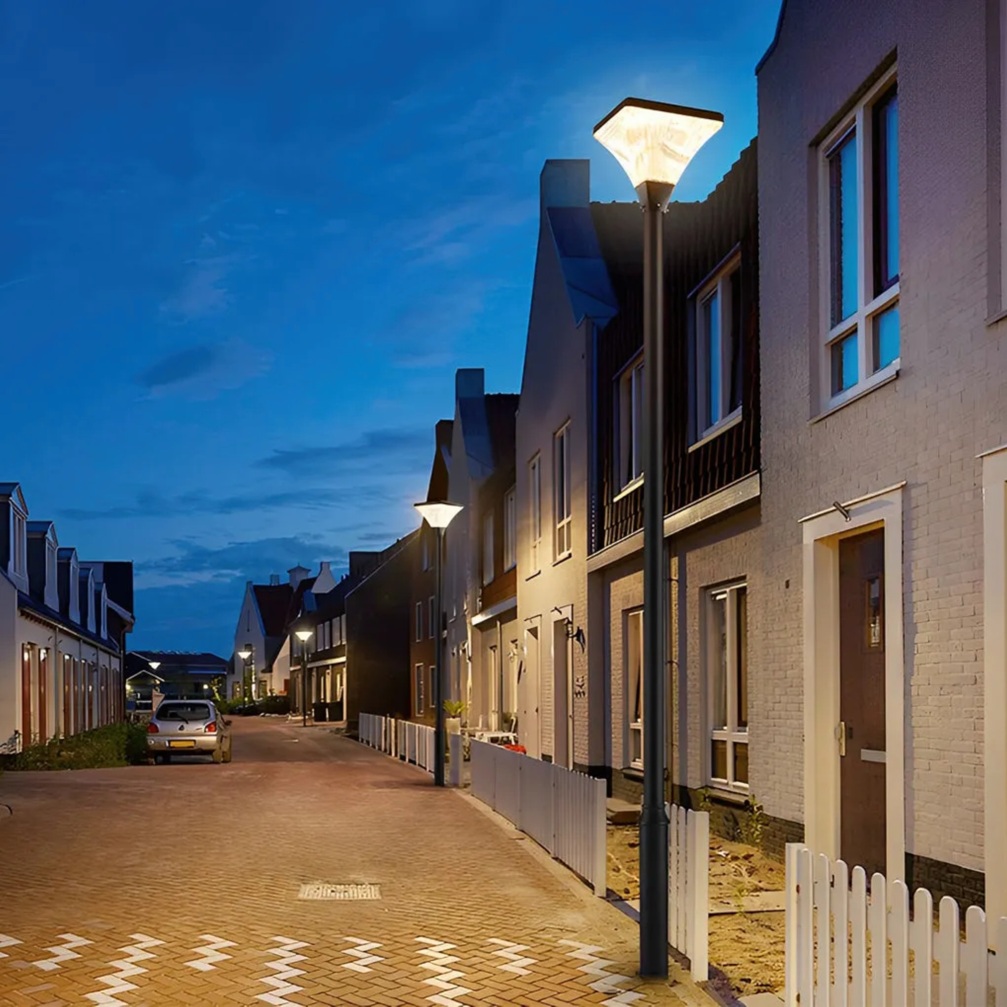 Black modern striped square street lighting — Lamp Head / Cool White (6000K) / Solar