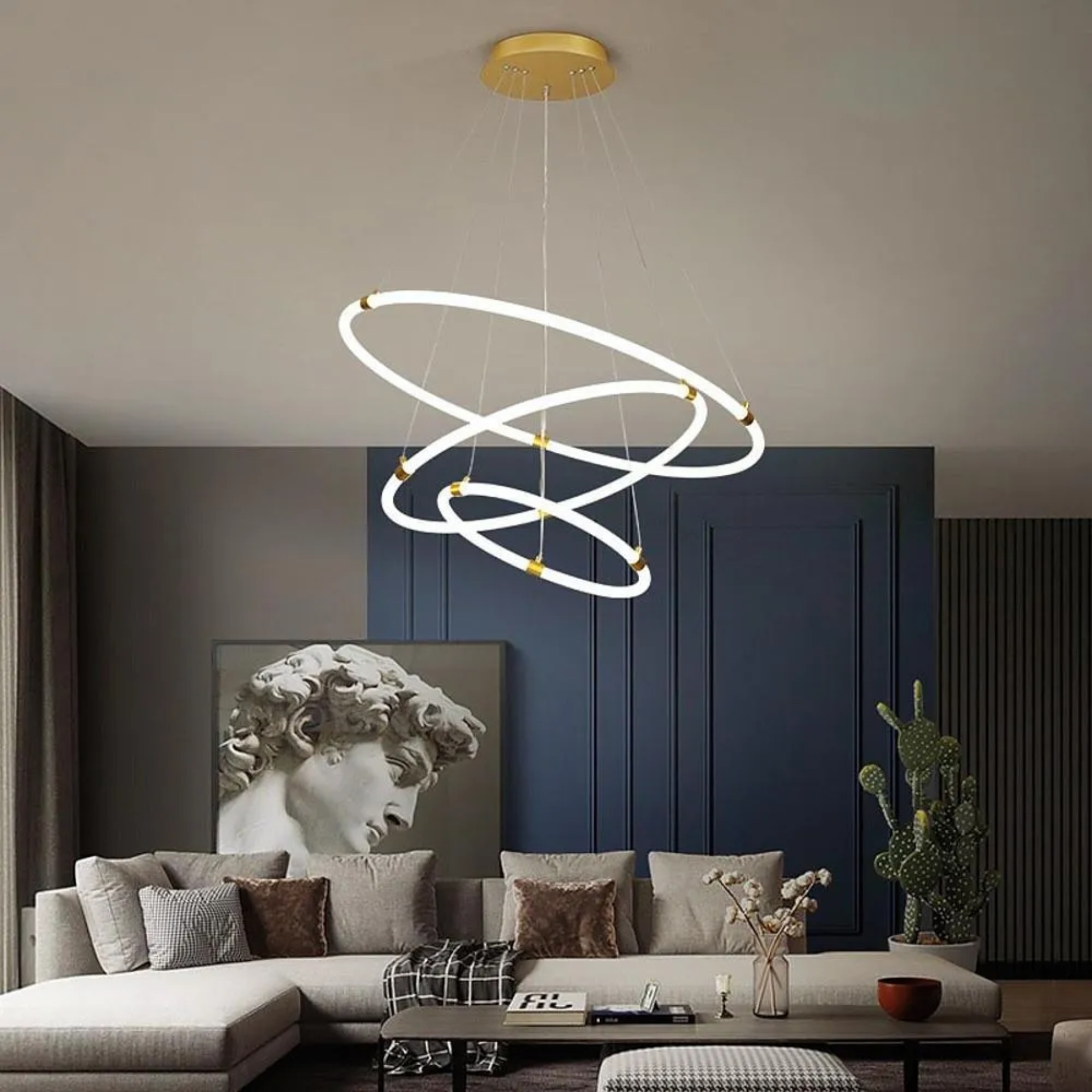 Modern surround circle white acrylic chandeliers — 2-Light