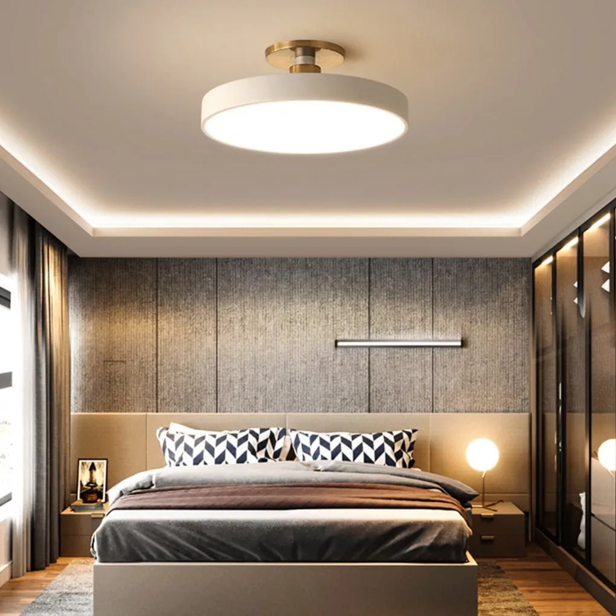 Modern circular thick white metal flush mount lighting