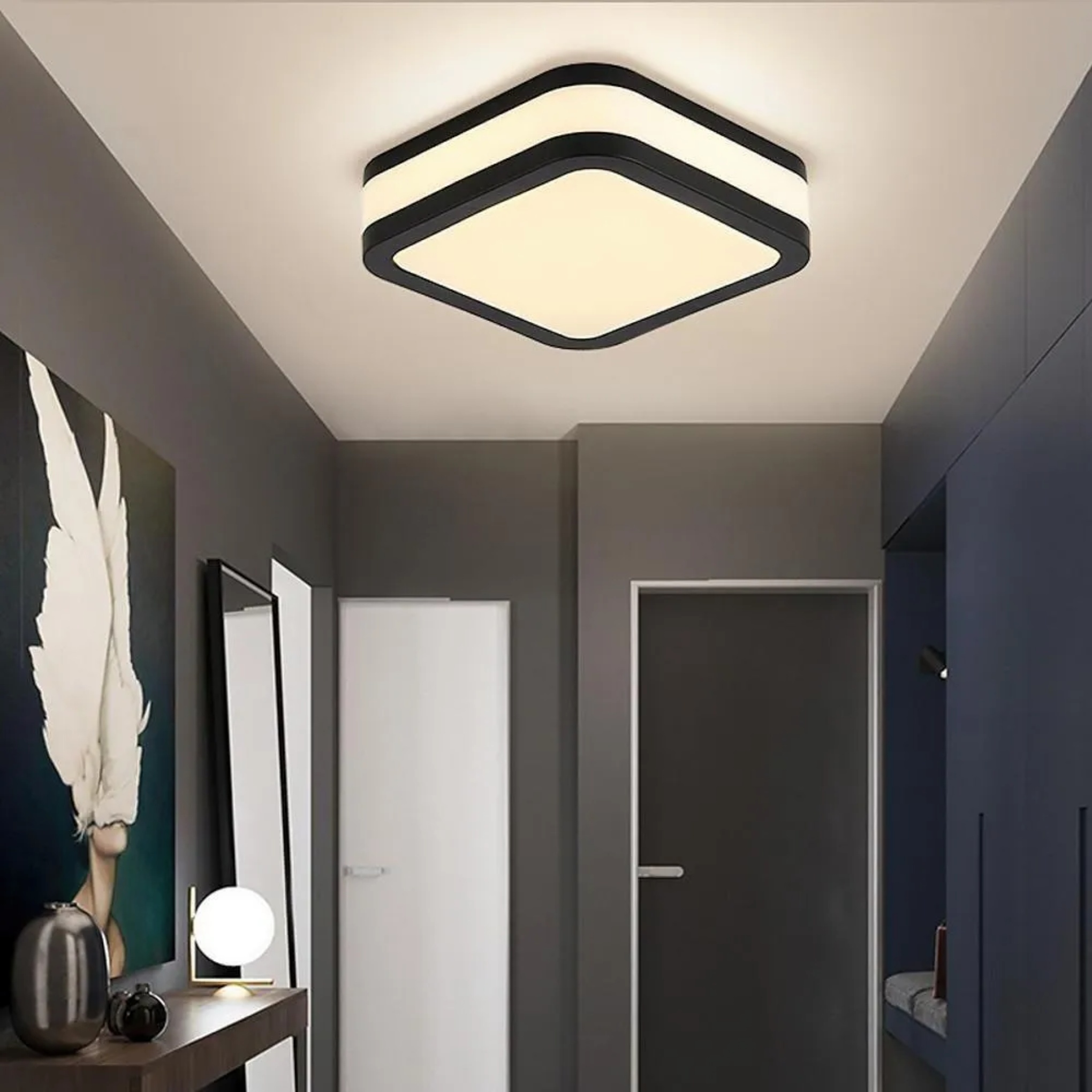 Lighom modern thick round white flush mount lighting — Warm White (3000K)