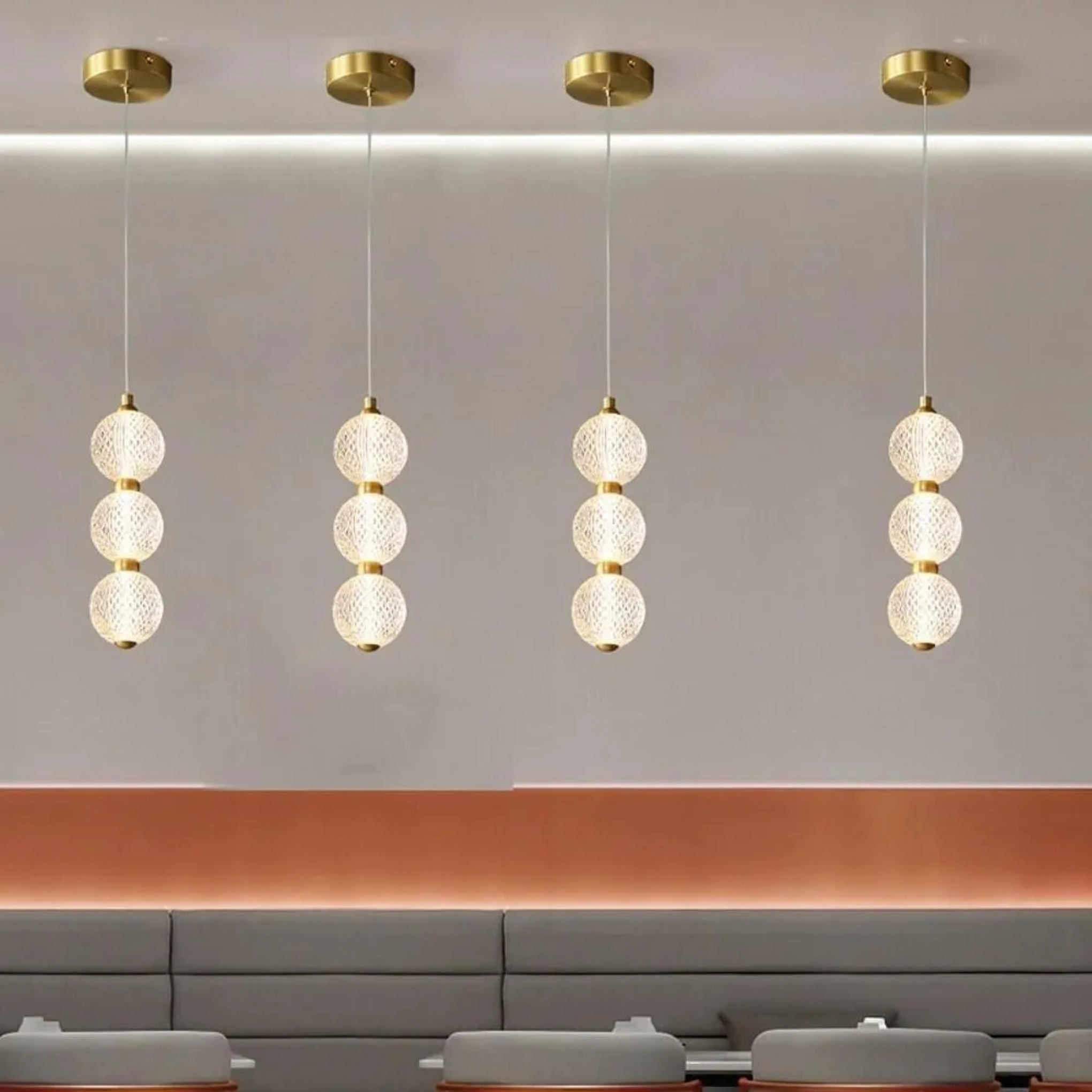 Geometric three-globe pendant lighting in acrylic — 3-Light / Set of 1