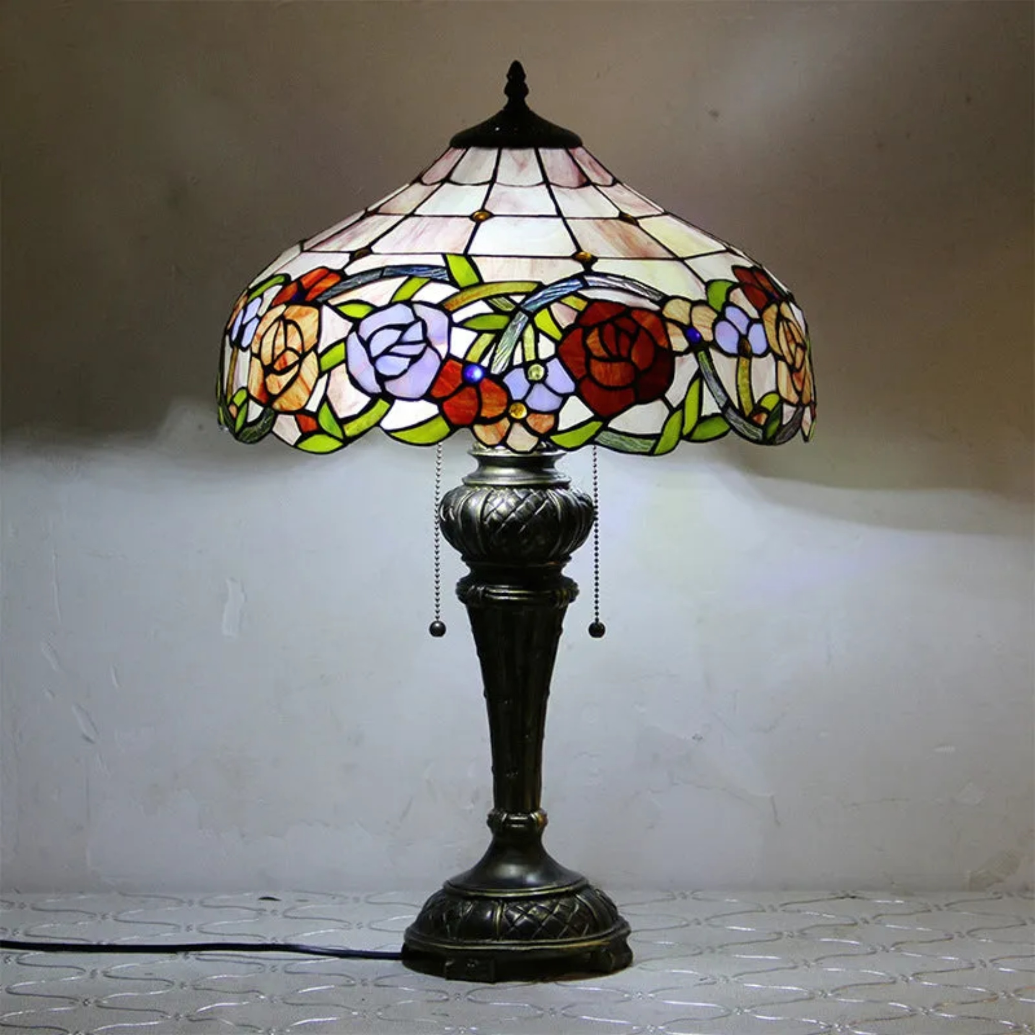 Lighom tiffany dome flower resin table lamps — 110V-120V (US/CA)