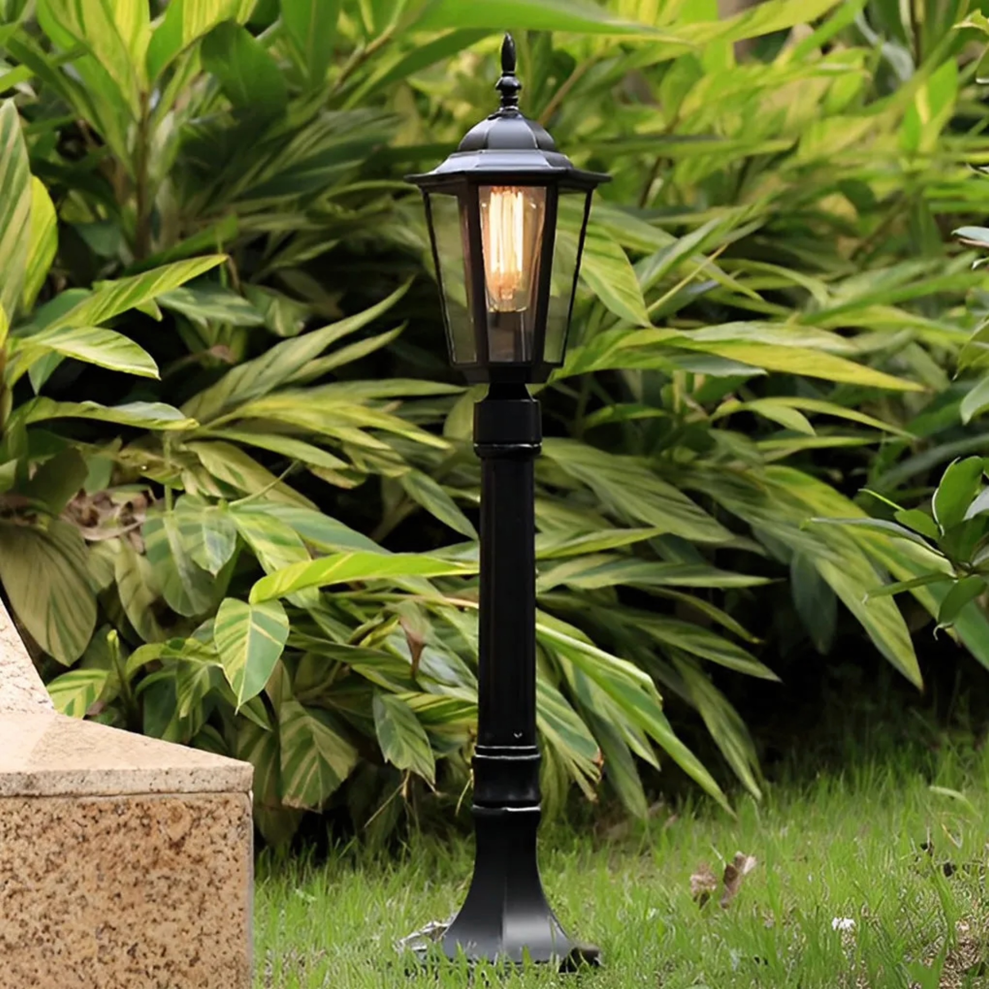 Industrial path e27 black metal glass aluminum landscape lighting