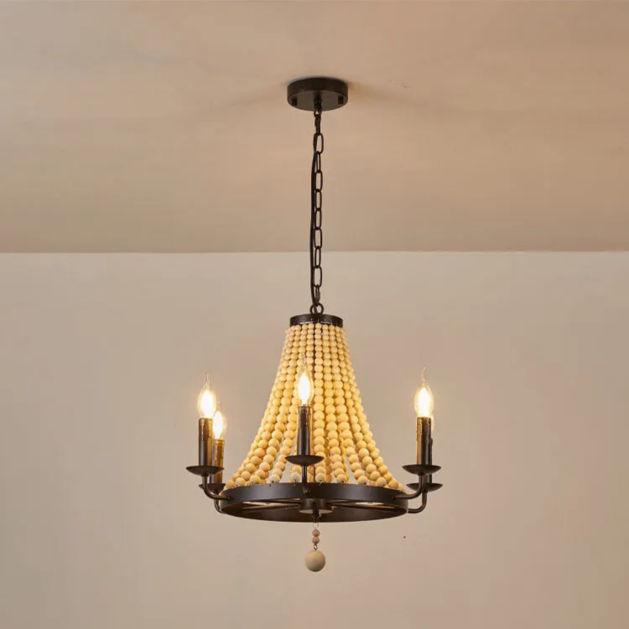 Traditional bead dome natural chandeliers, Lighom — 110V-120V (US/CA)