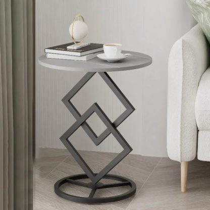 Lighom end transitional iron end & side tables for living room — Gray / Black