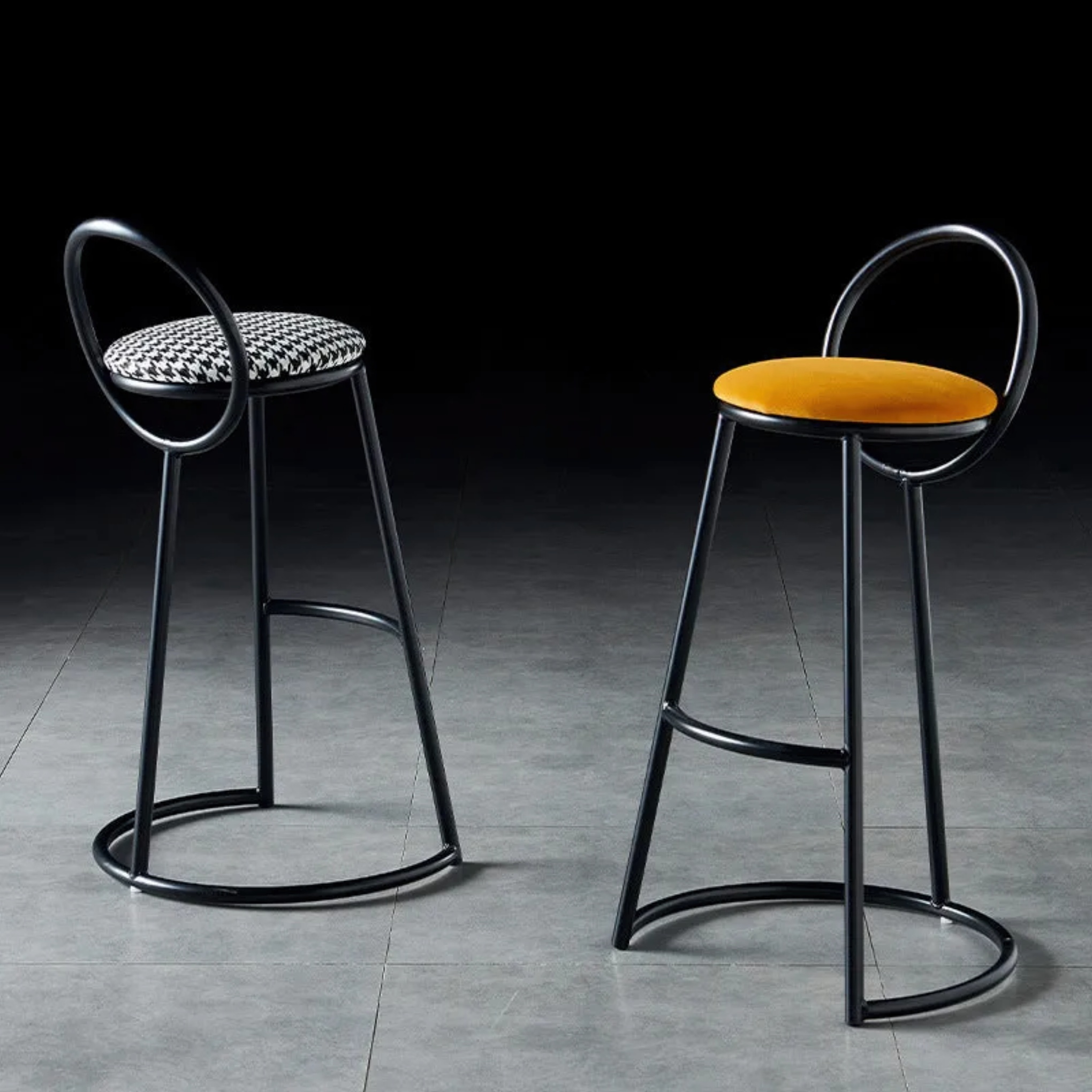 Lighom round arc metal bar & counter stools for dining room — Genuine Leather
