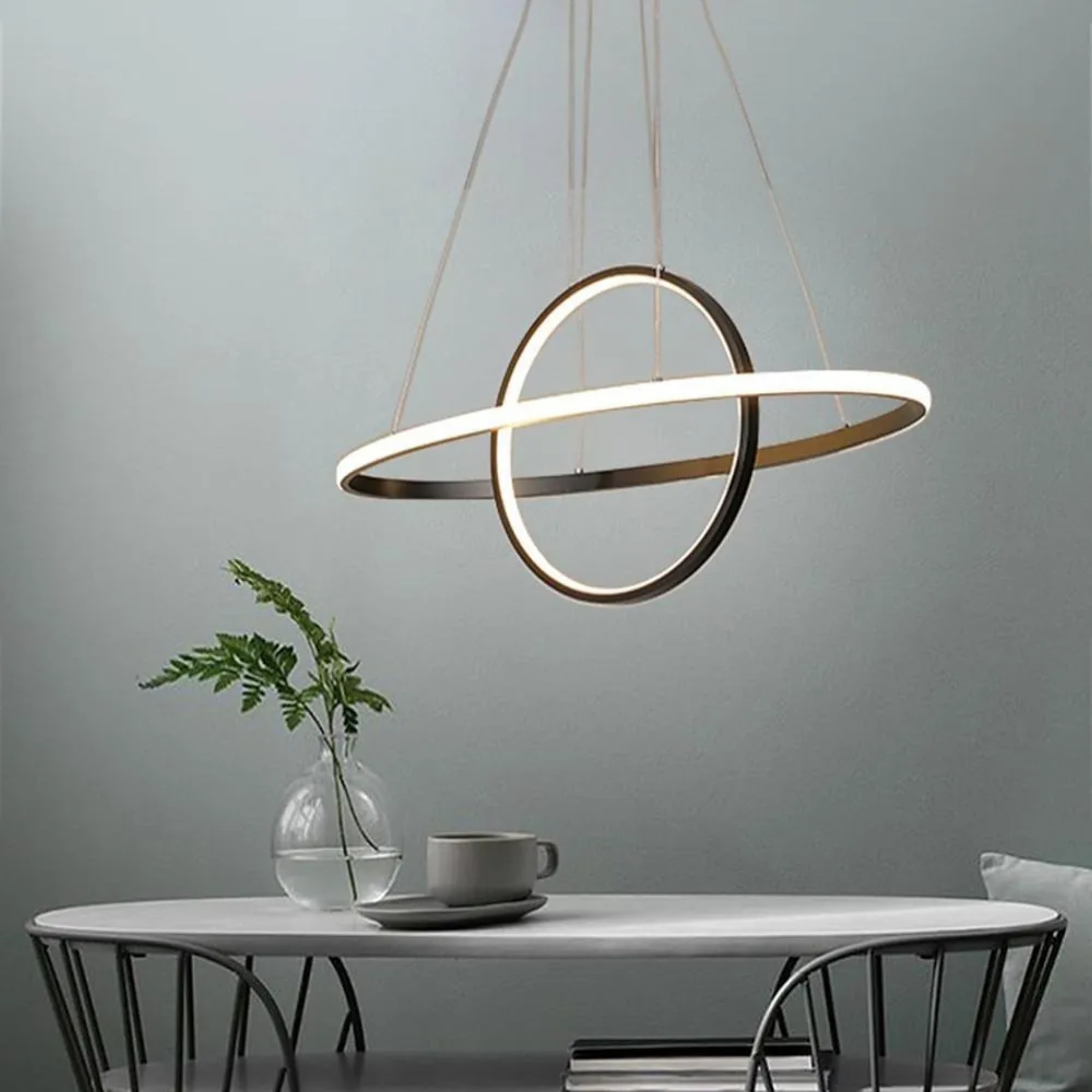 Lighom island two-circle metal pendant lighting for dining room — Warm White (3000K) / White