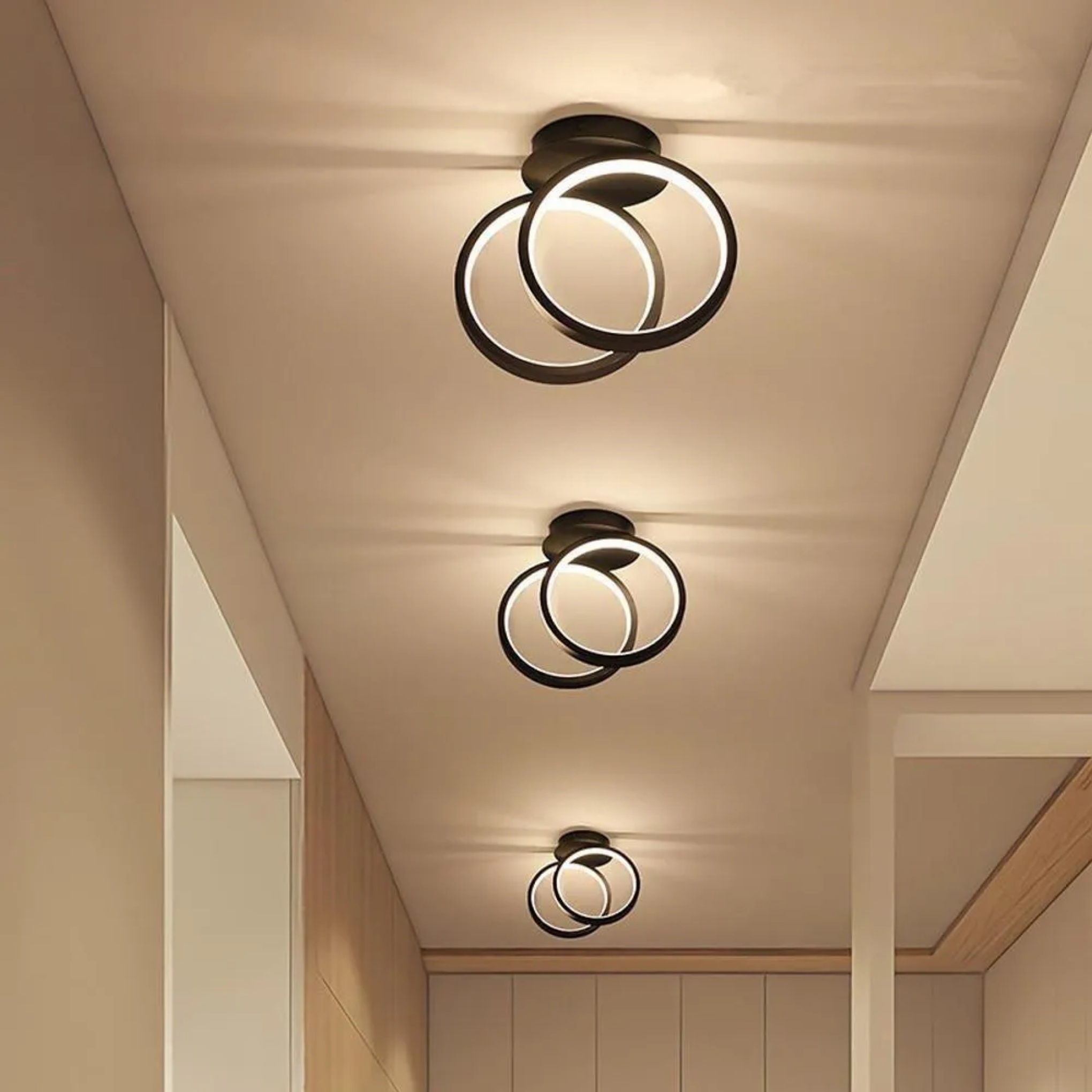 Minimalist two-ring flush mount lighting in synthetic — Warm White (3000K) / White