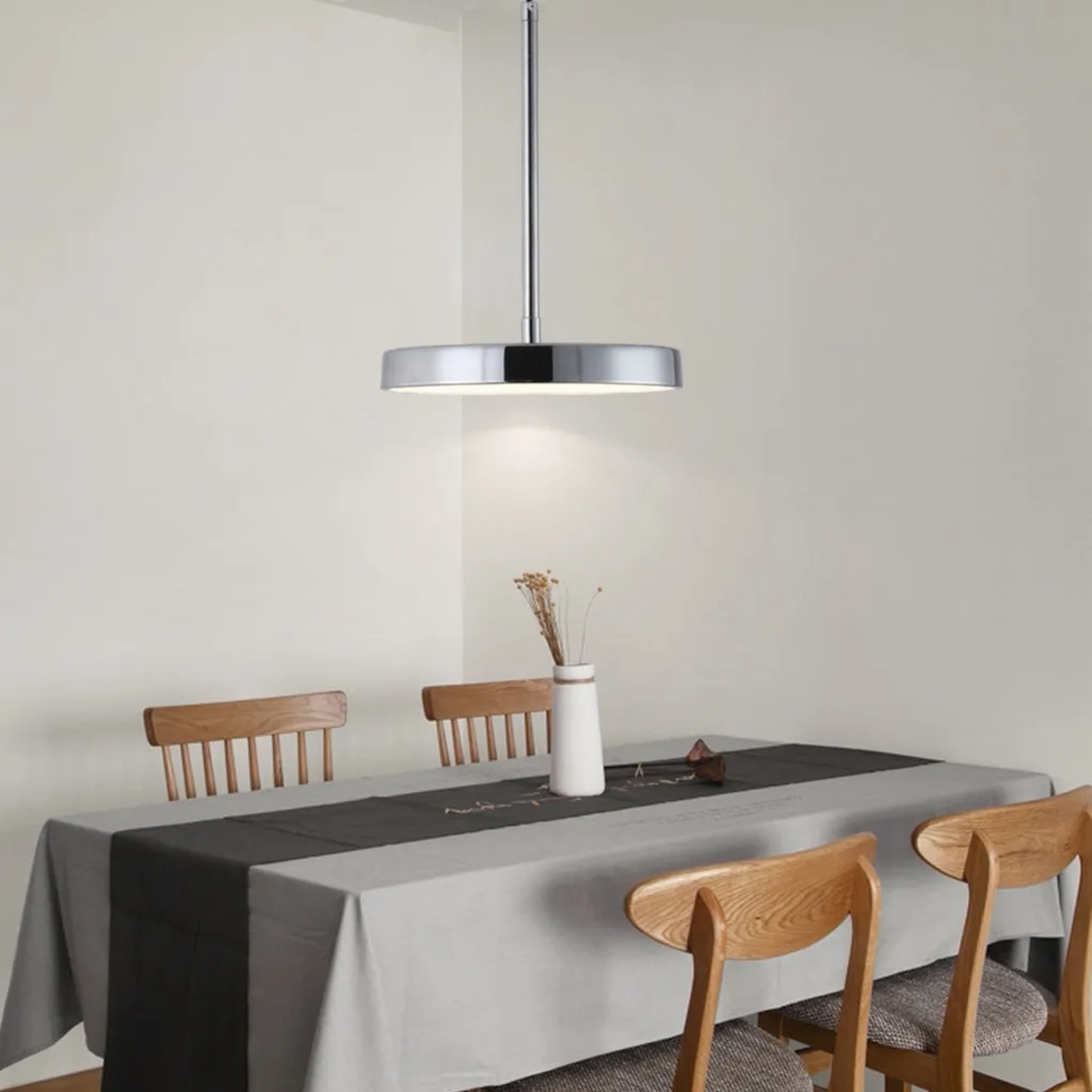 Modern ultra-thin island bronze pendant lighting — Warm White (3000K) / Polished Chrome