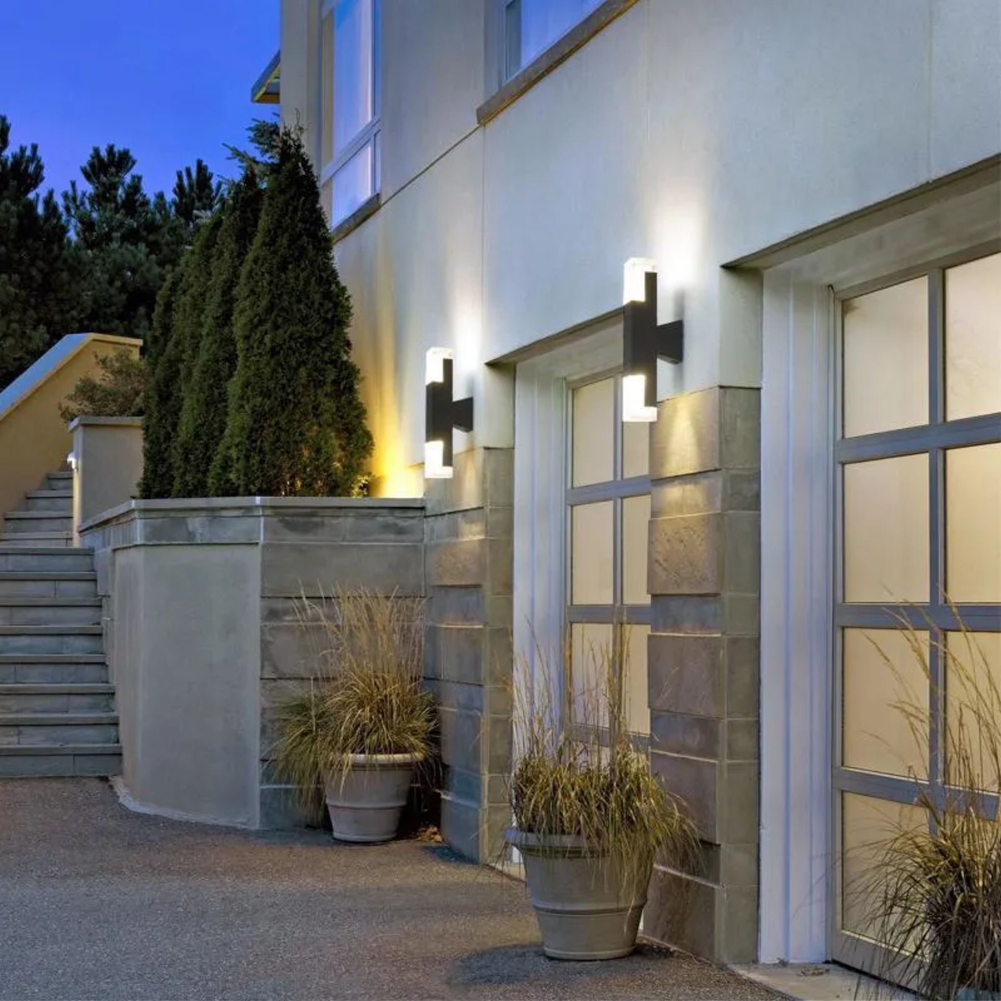 Black industrial exterior garage outdoor wall lighting — Cool White (6000K) / Gray / 1-Light