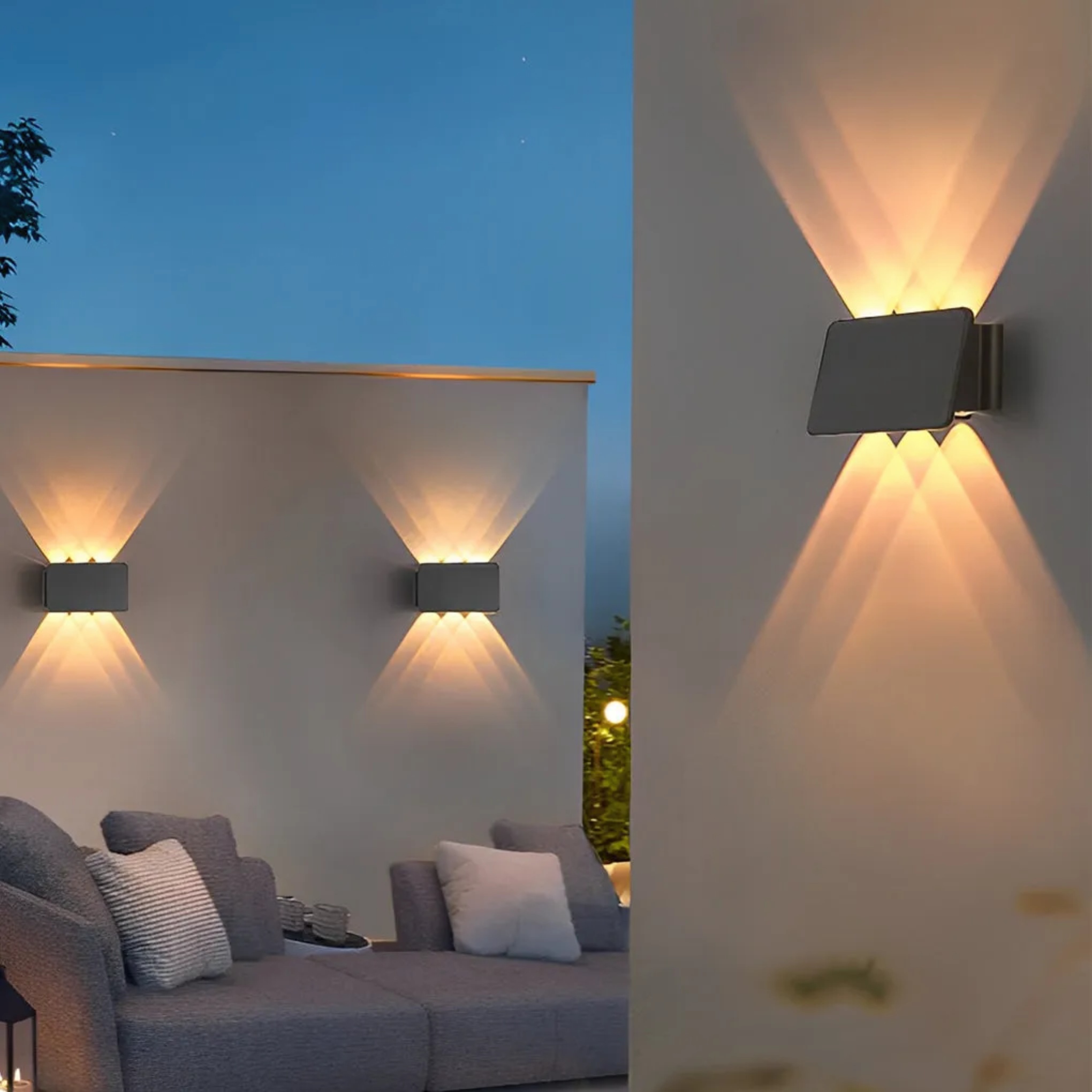 Black modern down ash outdoor wall lighting — 4-Light / Set of 1